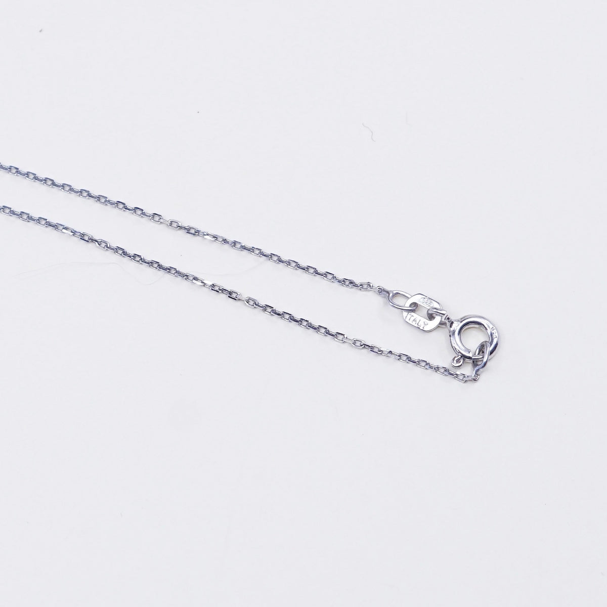 16”, 1mm, Vintage sterling silver diamond cut circle chain, Italy 925 necklace