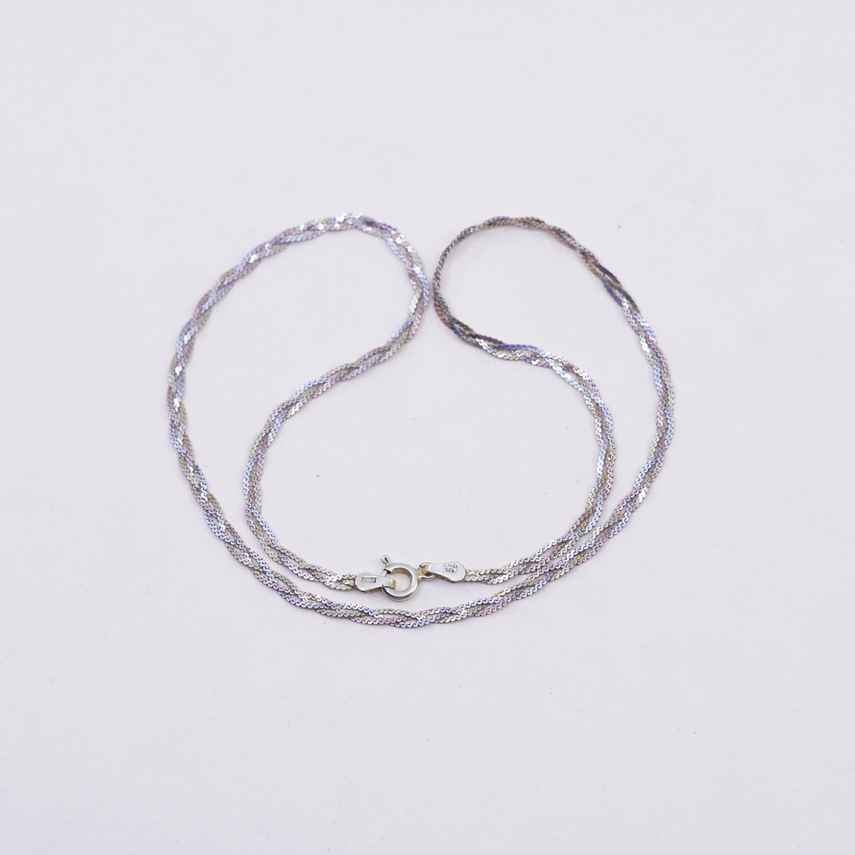 16”, vermeil gold over sterling silver necklace, 925 woven braided s link chain