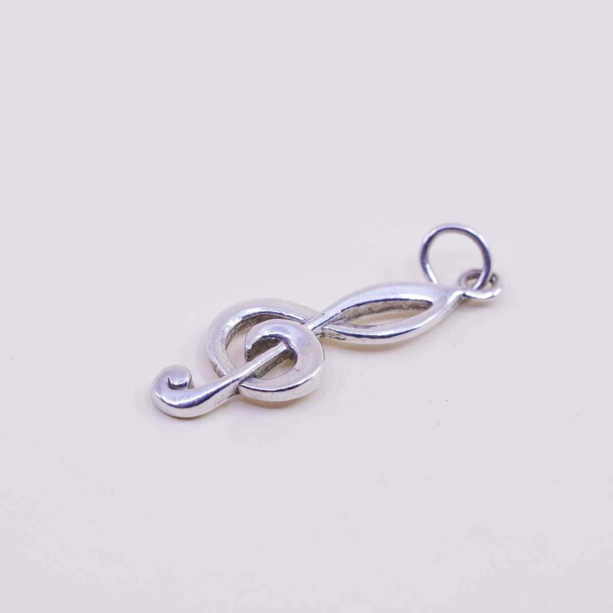 Vintage sterling silver handmade pendant, 925 music note, melody charm