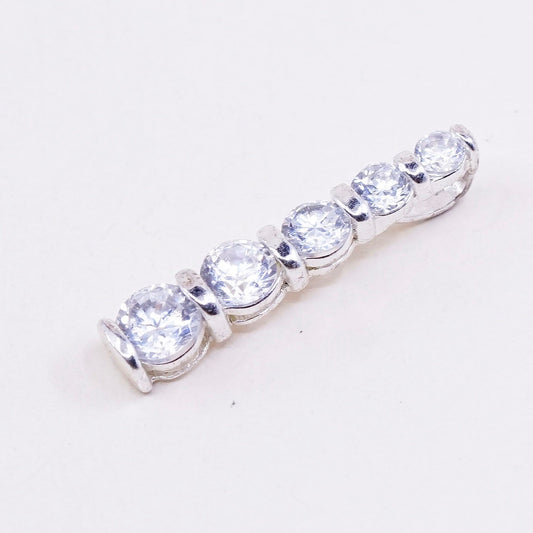 Vintage sterling silver cz crystal pendant, 925 pendant, stamped 925