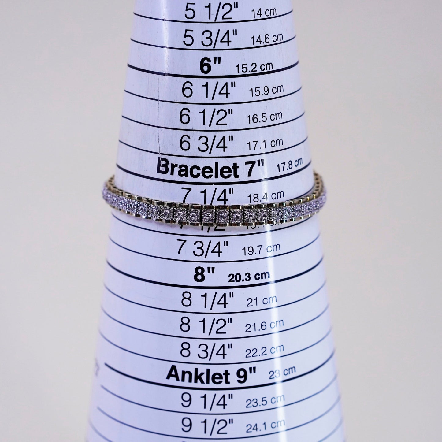 7.5”, vermeil gold over sterling silver tennis bracelet, 925 chain diamond