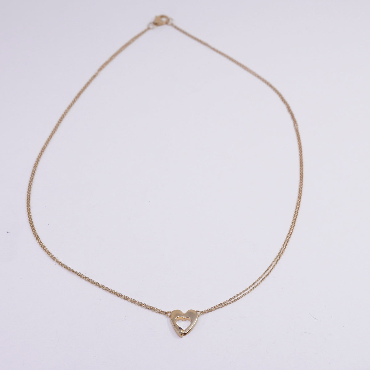18”, Vermeil gold over sterling silver circle link chain 925 heart pendant