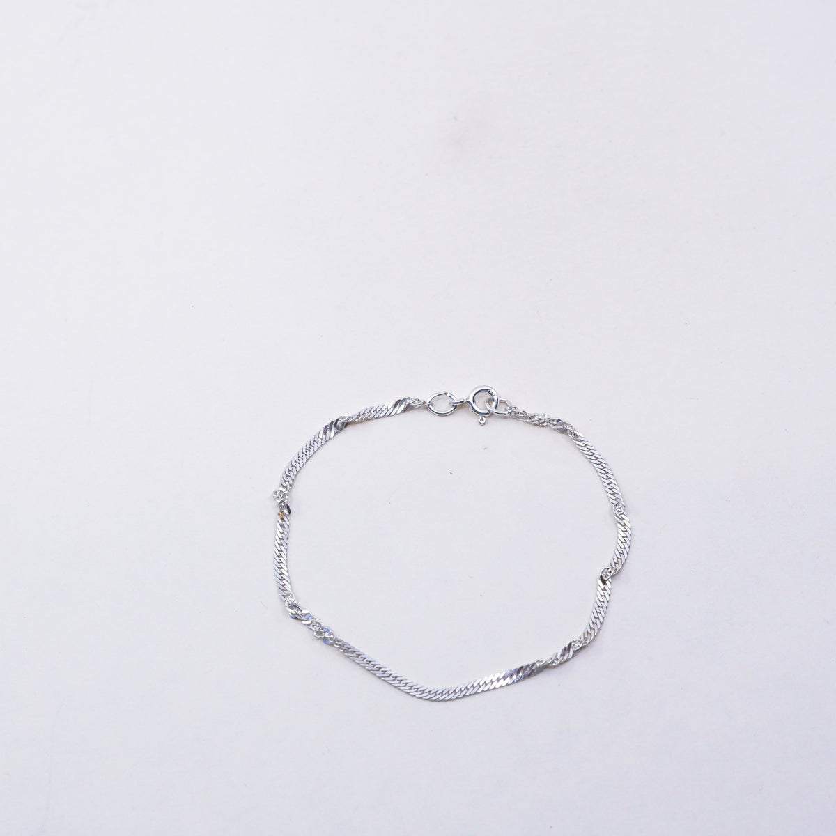6.75”, 2mm, Vintage sterling silver bracelet, twisted curb link bracelet