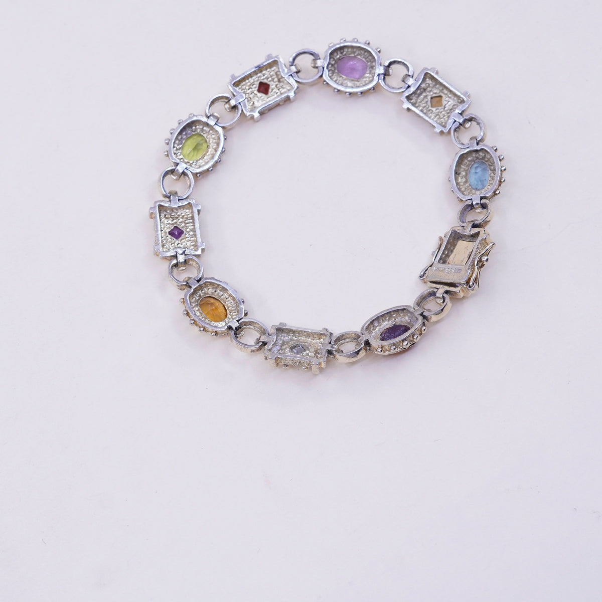 7.5”, gold sterling silver bracelet, vermeil 925 tennis bracelet peridot ruby