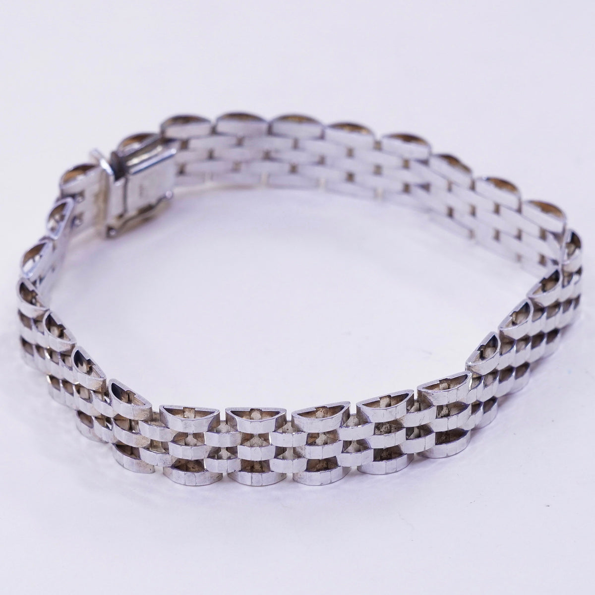 7.5” 10mm, vintage Italy Milor Sterling 925 Silver 925 Mesh chain Bracelet