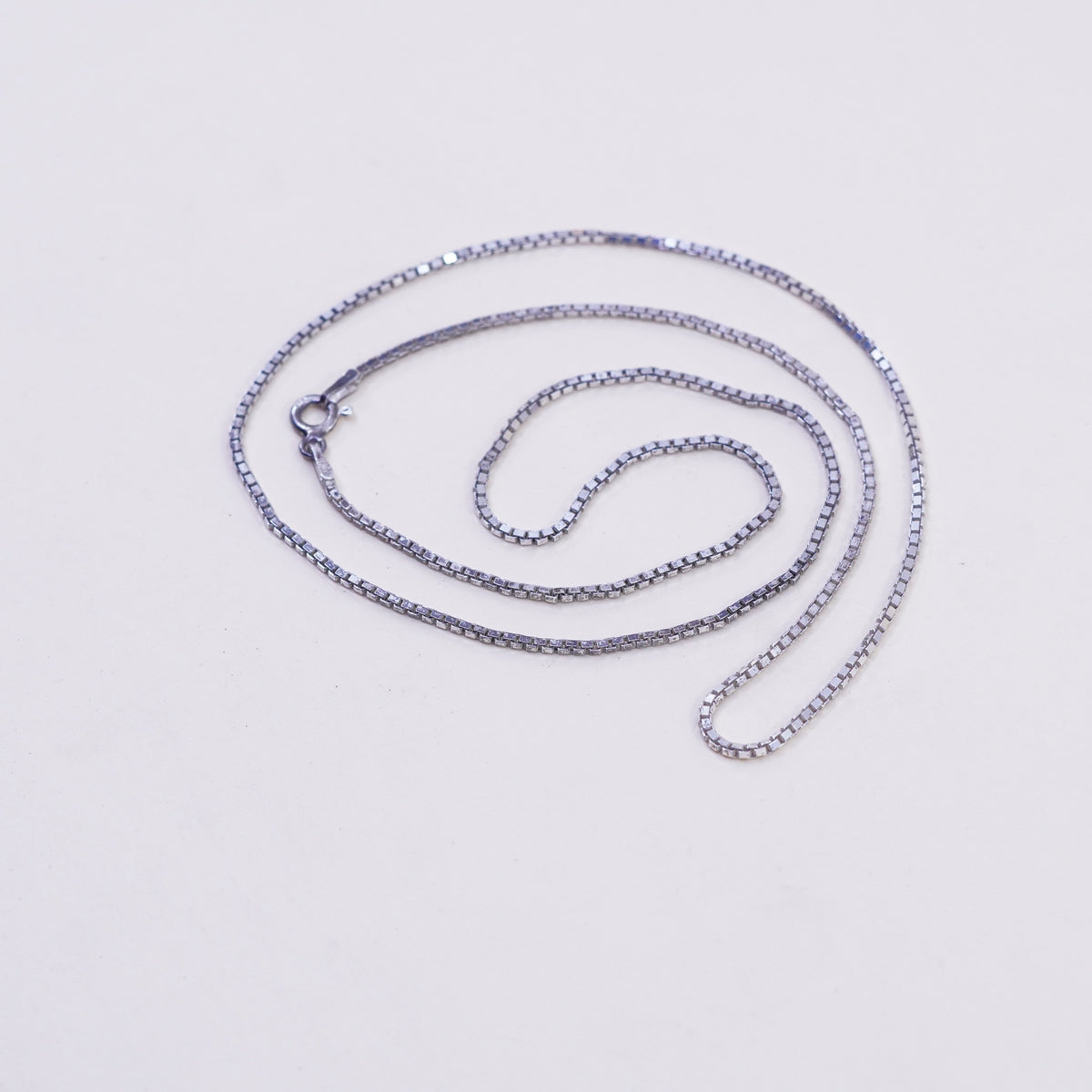 20”, 1mm, Vintage sterling silver Italy 925 silver box chain, necklace