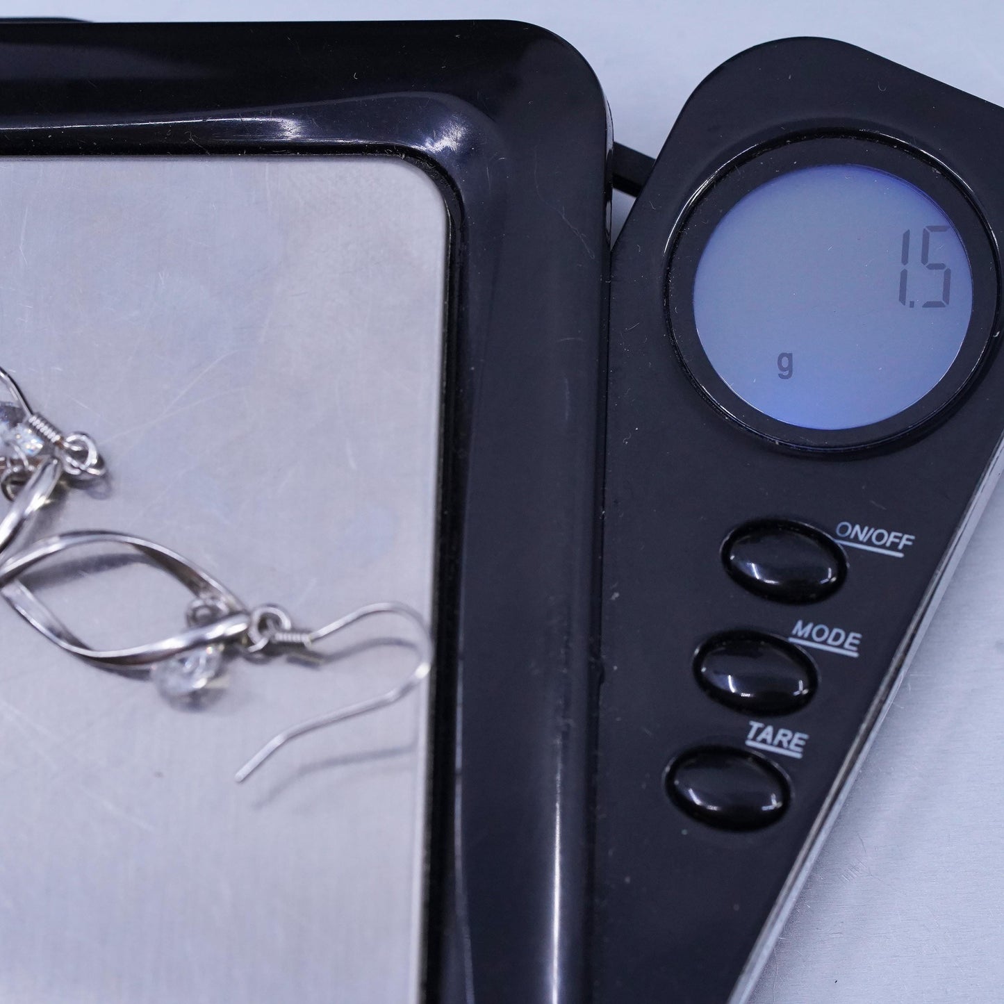 Vintage Sterling 925 silver handmade twisted earrings with Cz