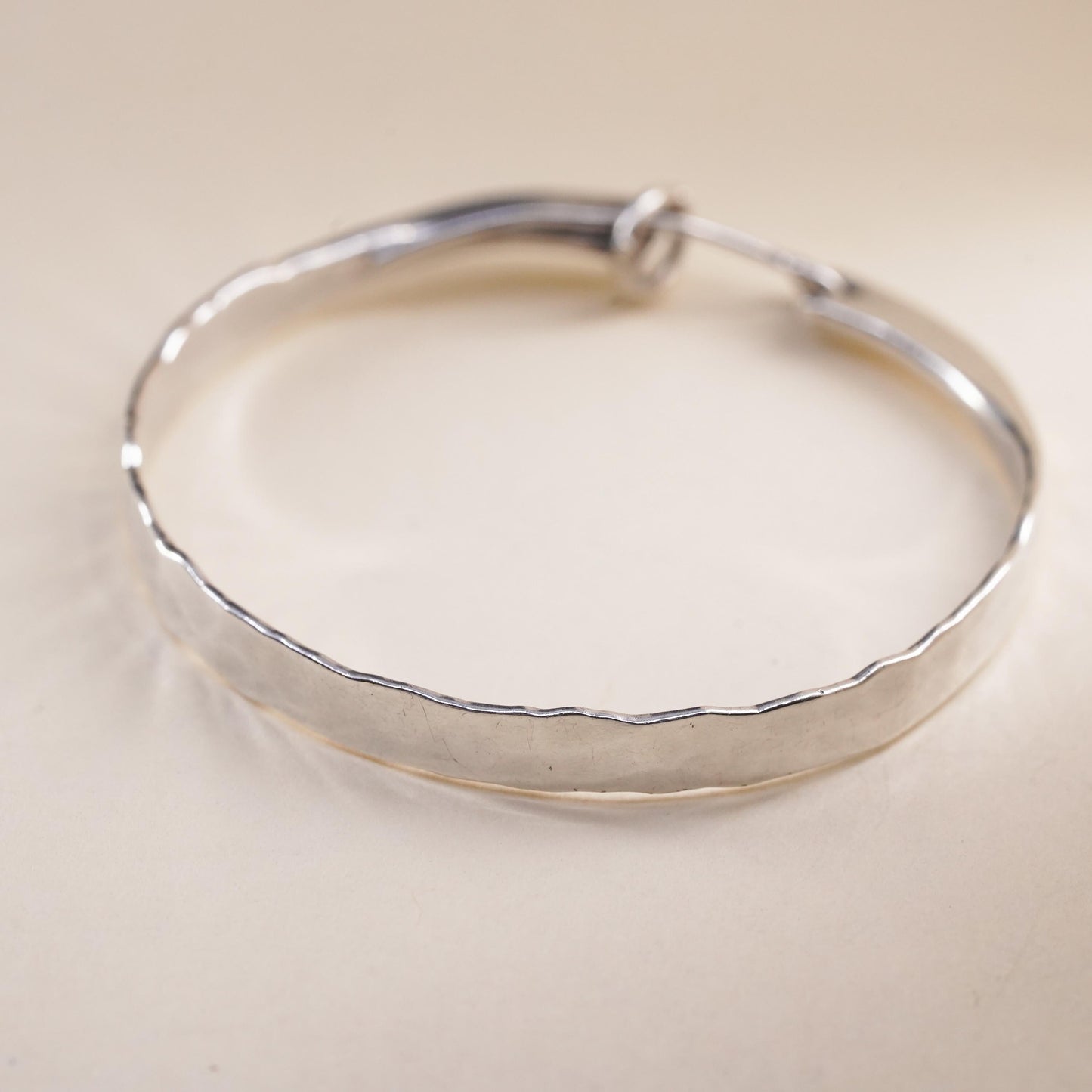 1.75", Vintage sterling silver loop single earring, flatten hammered hoop