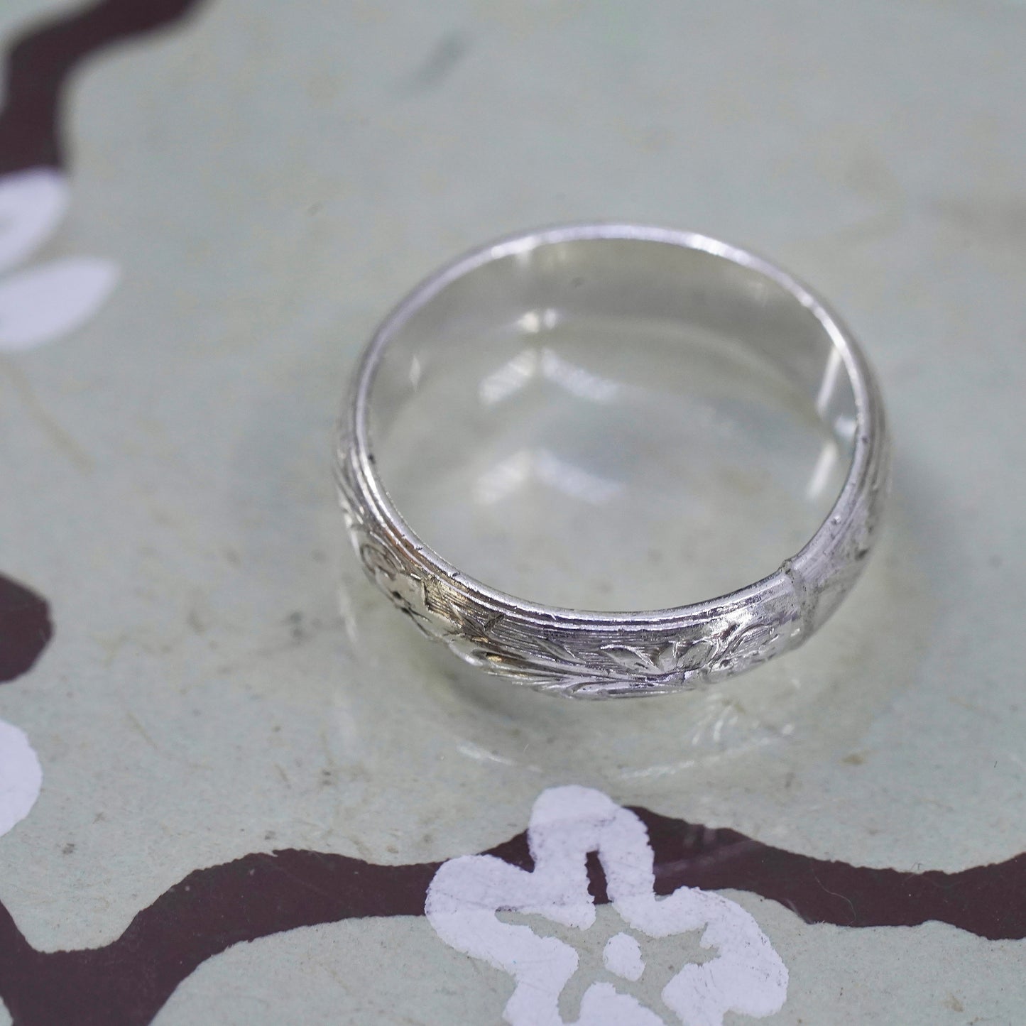 Size 5, southwestern Sterling silver handmade ring, 925 textured band