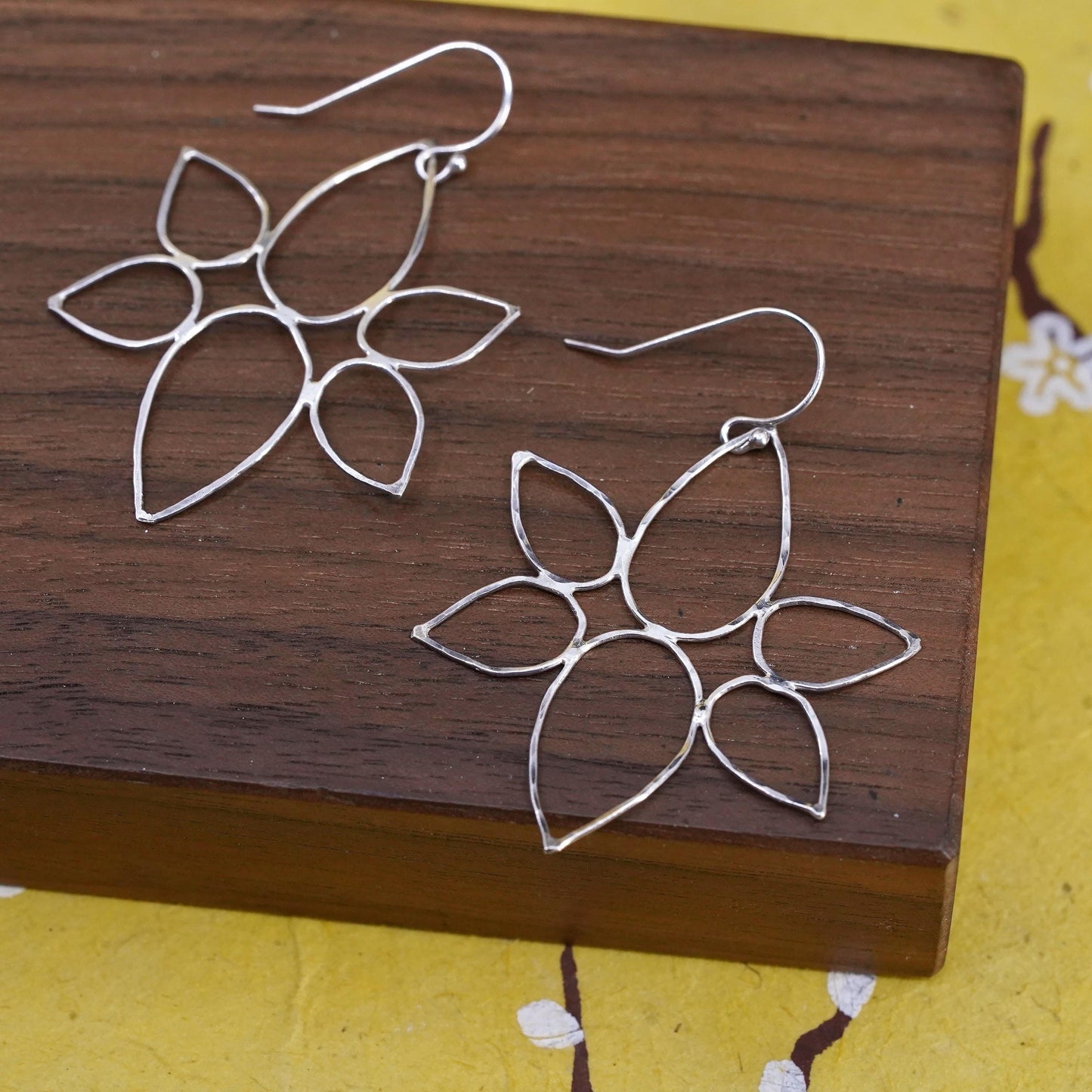 Vintage Sterling 925 silver handmade wired floral earrings