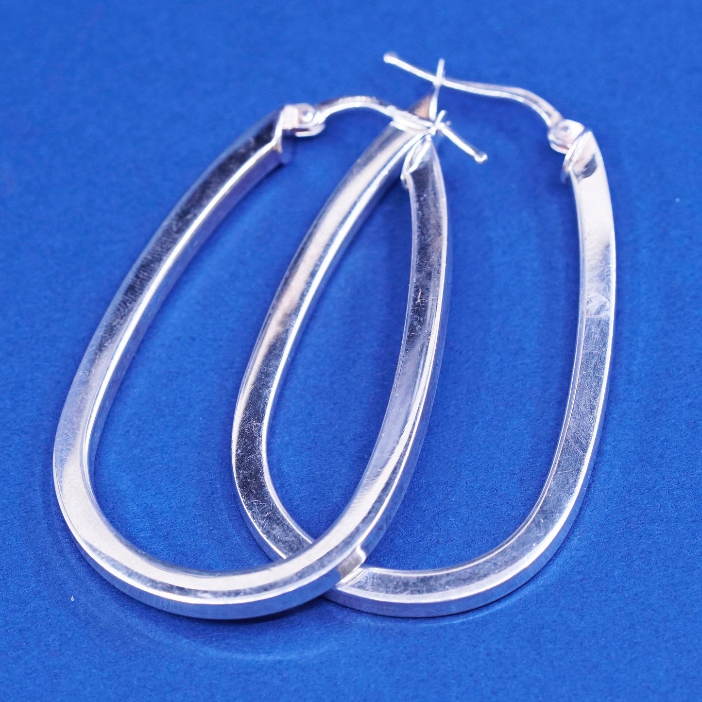 1.5”, vtg dyadema Sterling silver handmade earrings, italy 925 hoops, huggie