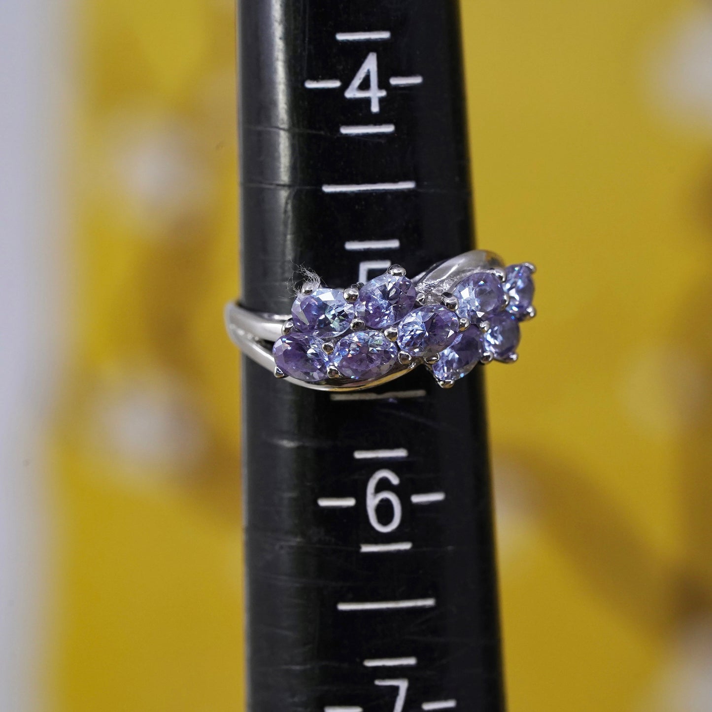 Size 5, vintage Sterling silver handmade ring, 925 band with amethyst