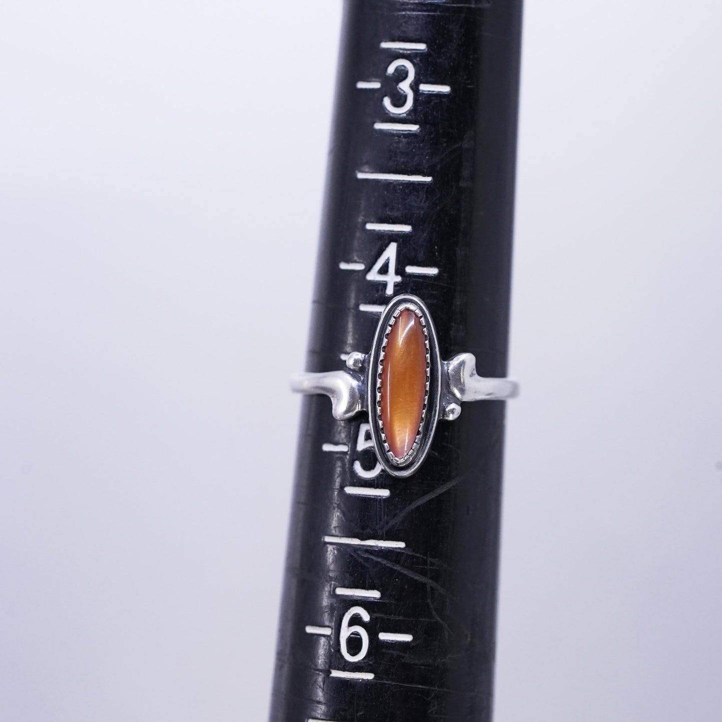 size 4.5, Vintage southwestern Sterling 925 Silver Ring with golden Tiger Eye