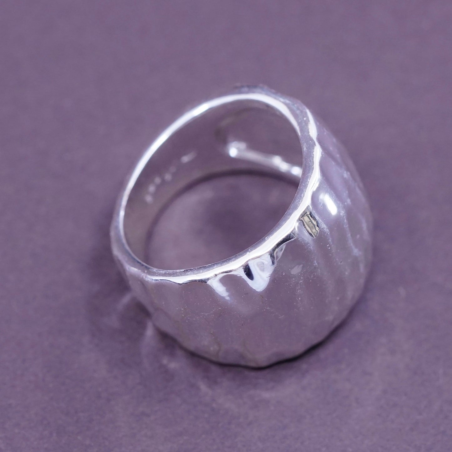 sz 6, Sterling silver handmade ring, 925 ribbed band, minimalist, modernist