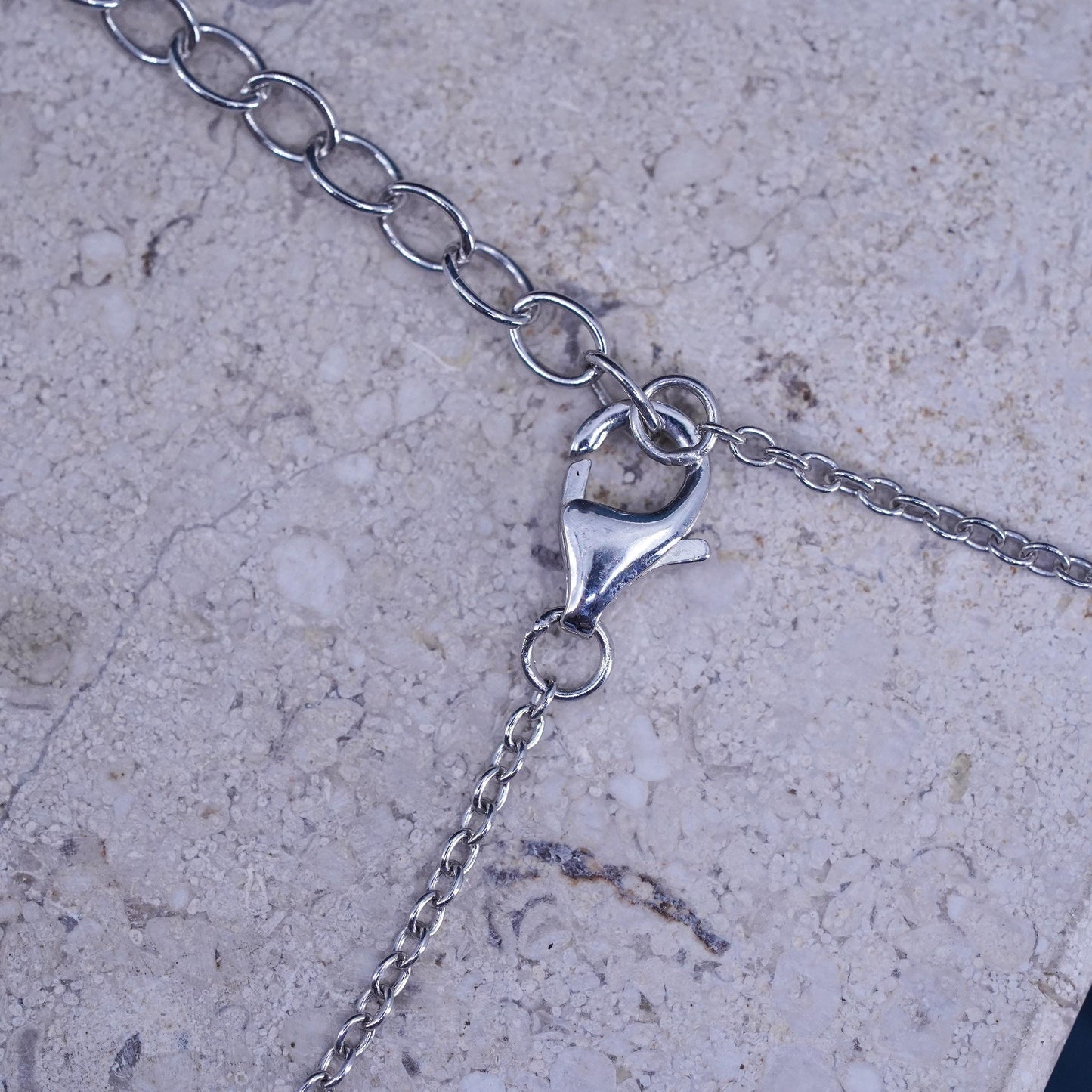 30+2”, 1mm, vintage Sterling silver necklace, solid 925 silver circle chain