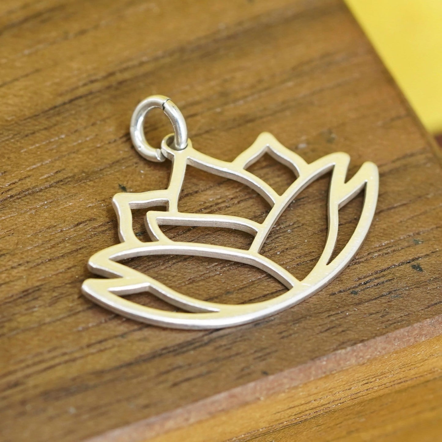 Vintage Sterling silver handmade pendant, 925 lotus flower charm