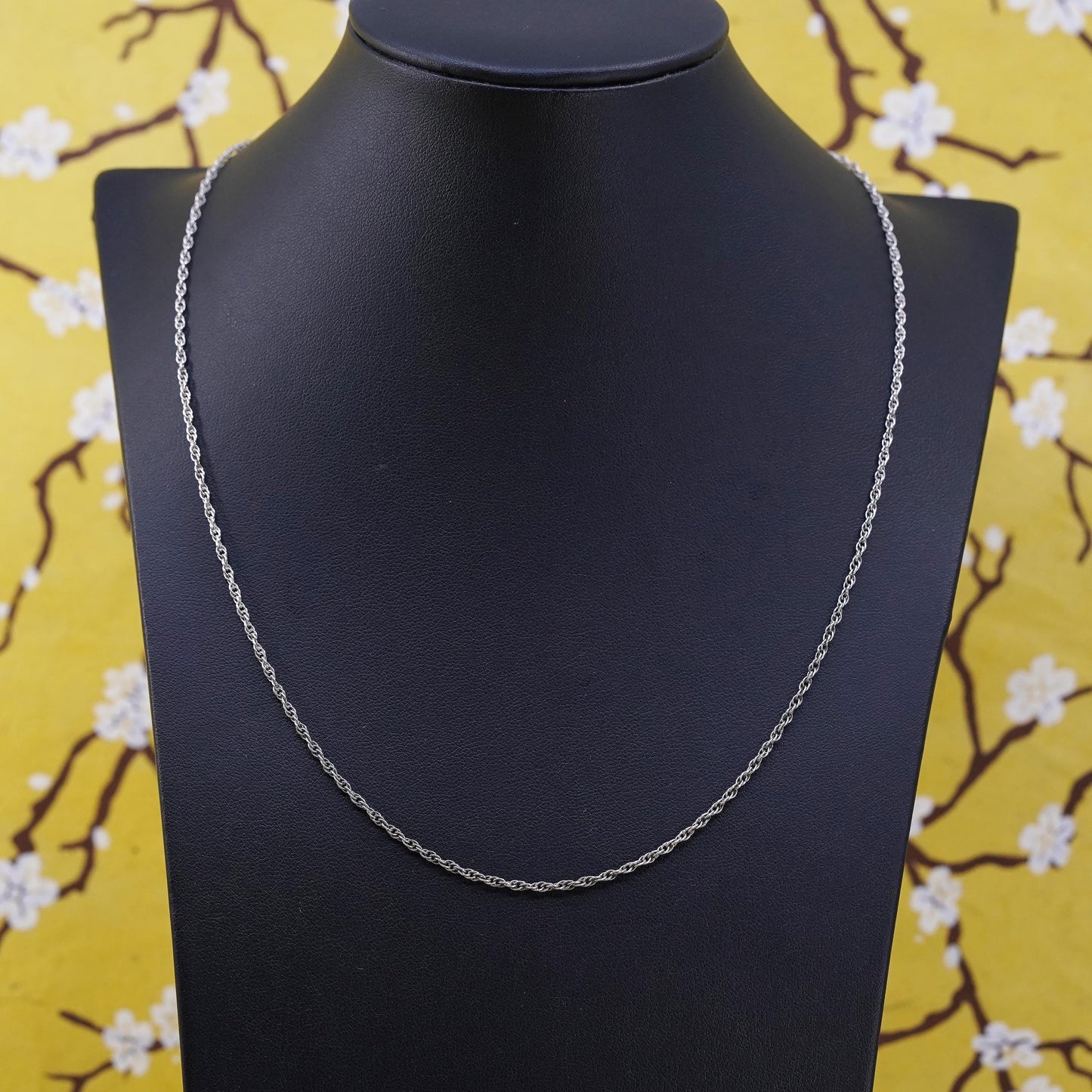 20" 1.6mm, vintage Sterling silver necklace, 925 Singapore rope chain