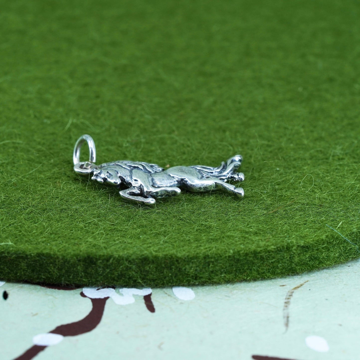 Handmade vintage Sterling silver pendant, 925 horse charm