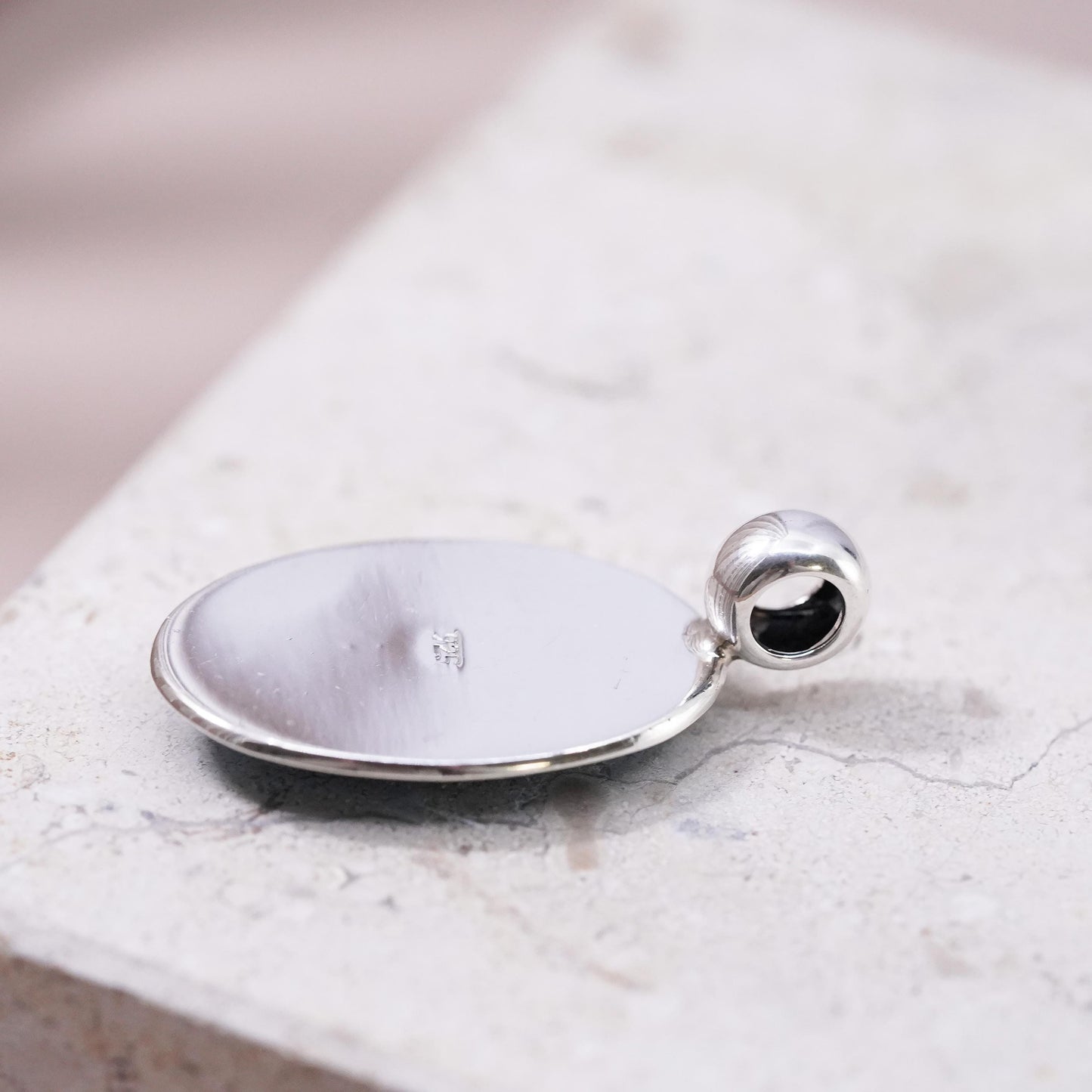 Vintage Sterling 925 silver handmade pendant with oval turquoise