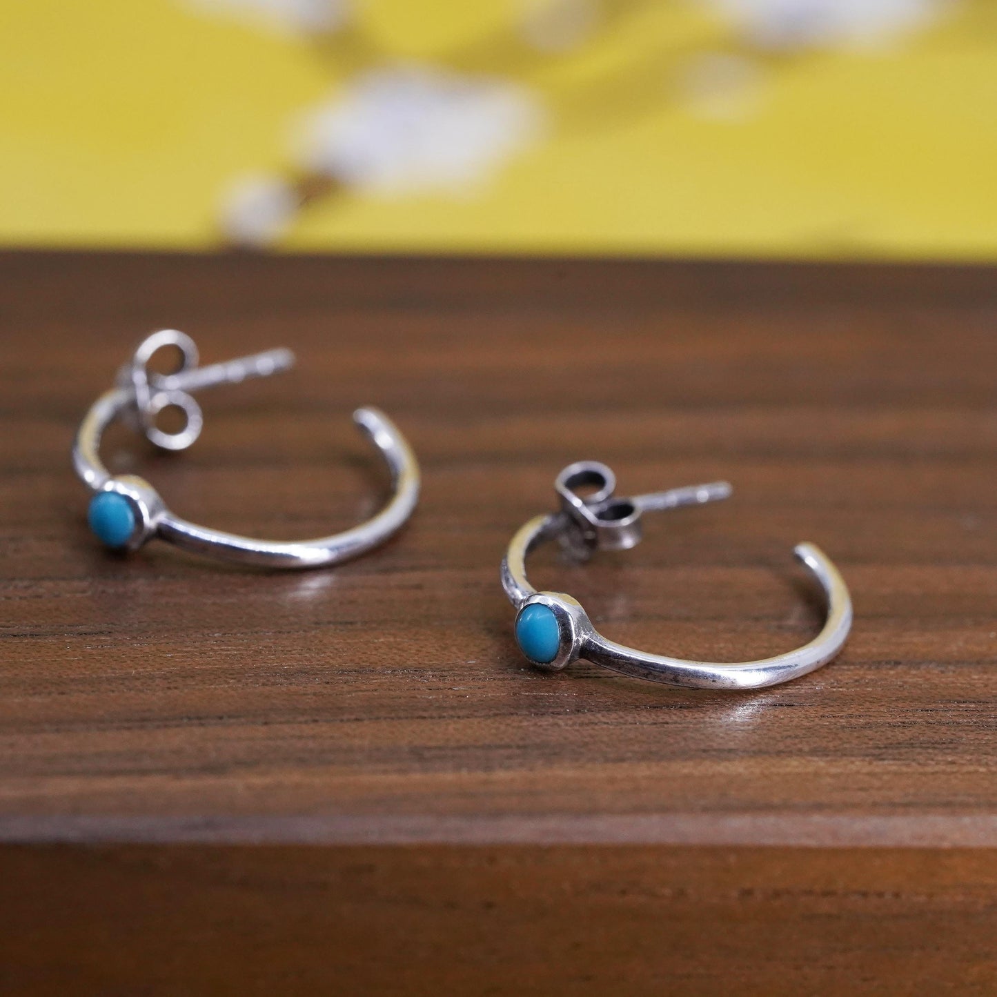 Vintage southwestern Sterling silver earrings, 925 studs hoops turquoise beads