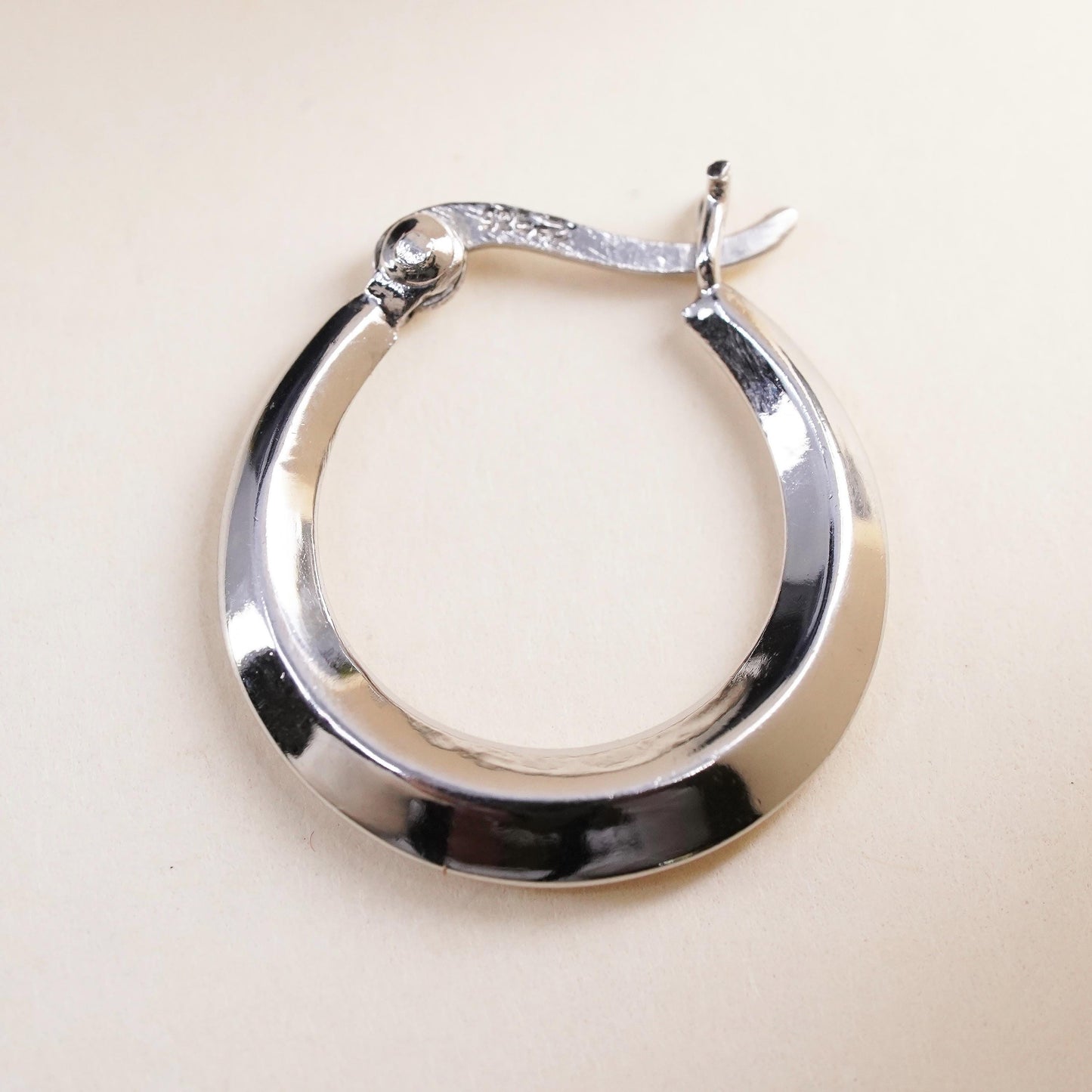 0.75", Vintage sterling silver loop single earring, minimalist primitive hoop
