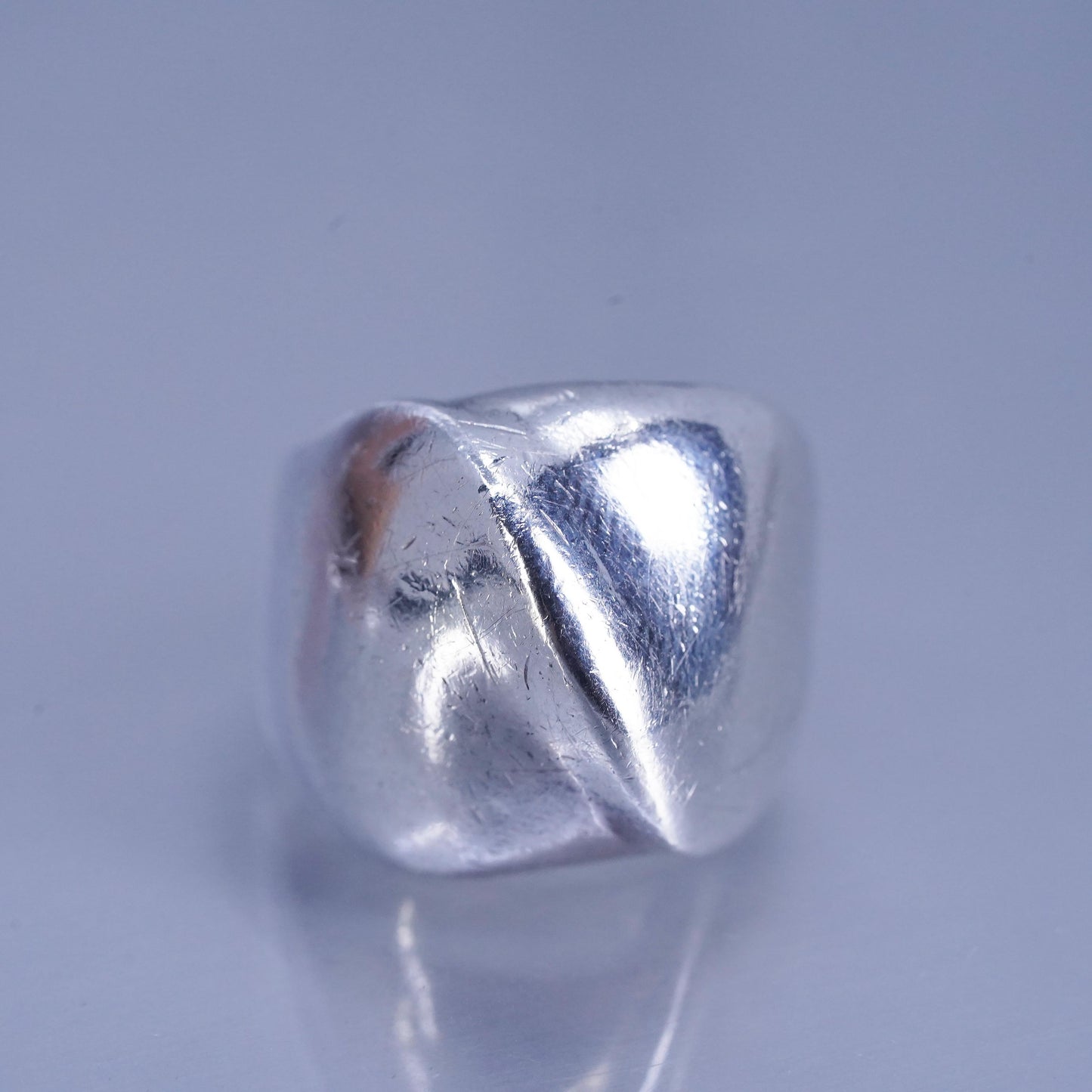 Size 6, vintage Sterling 925 silver handmade ring, modern ribbed band
