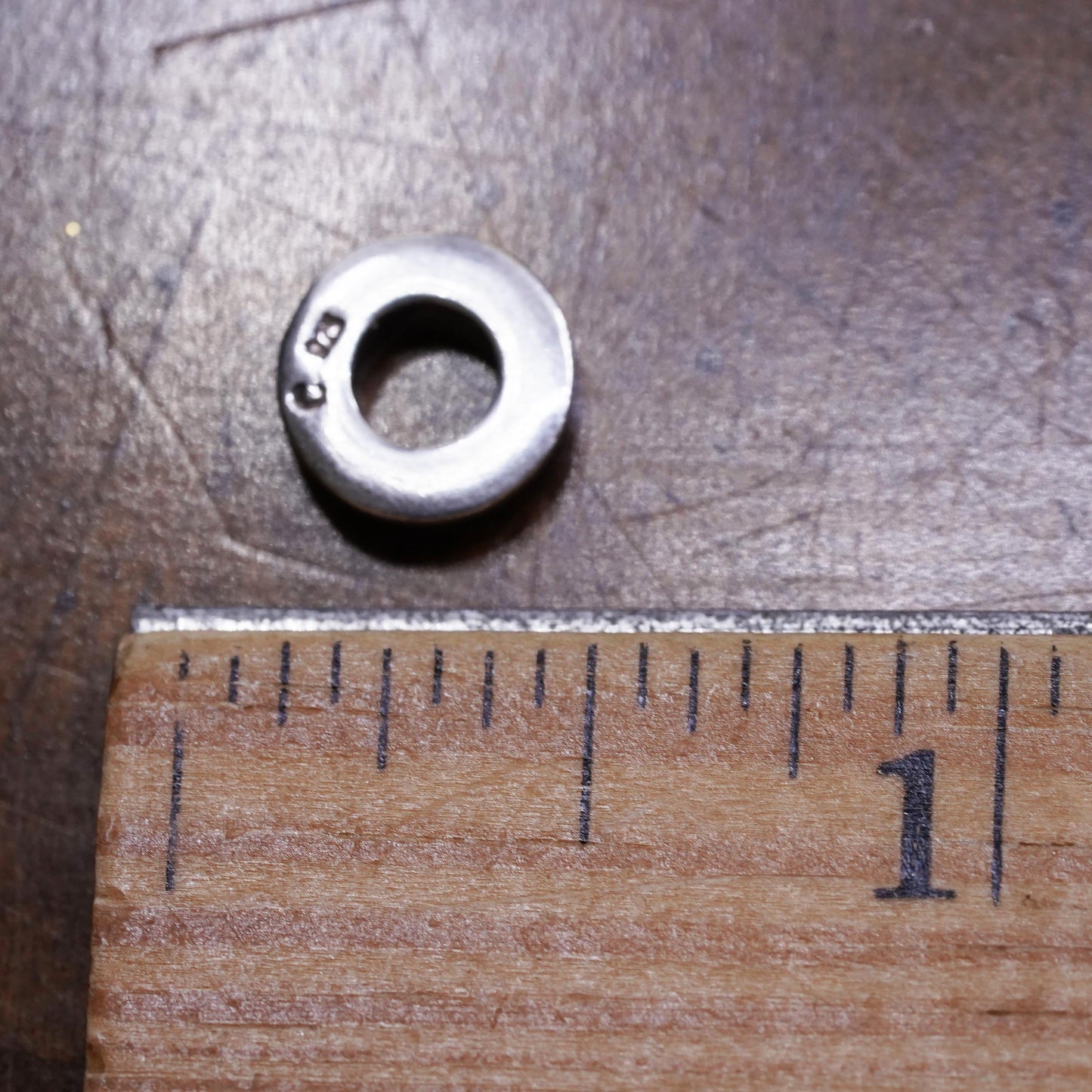 Vintage Sterling silver handmade charm, 925 black enamel bead