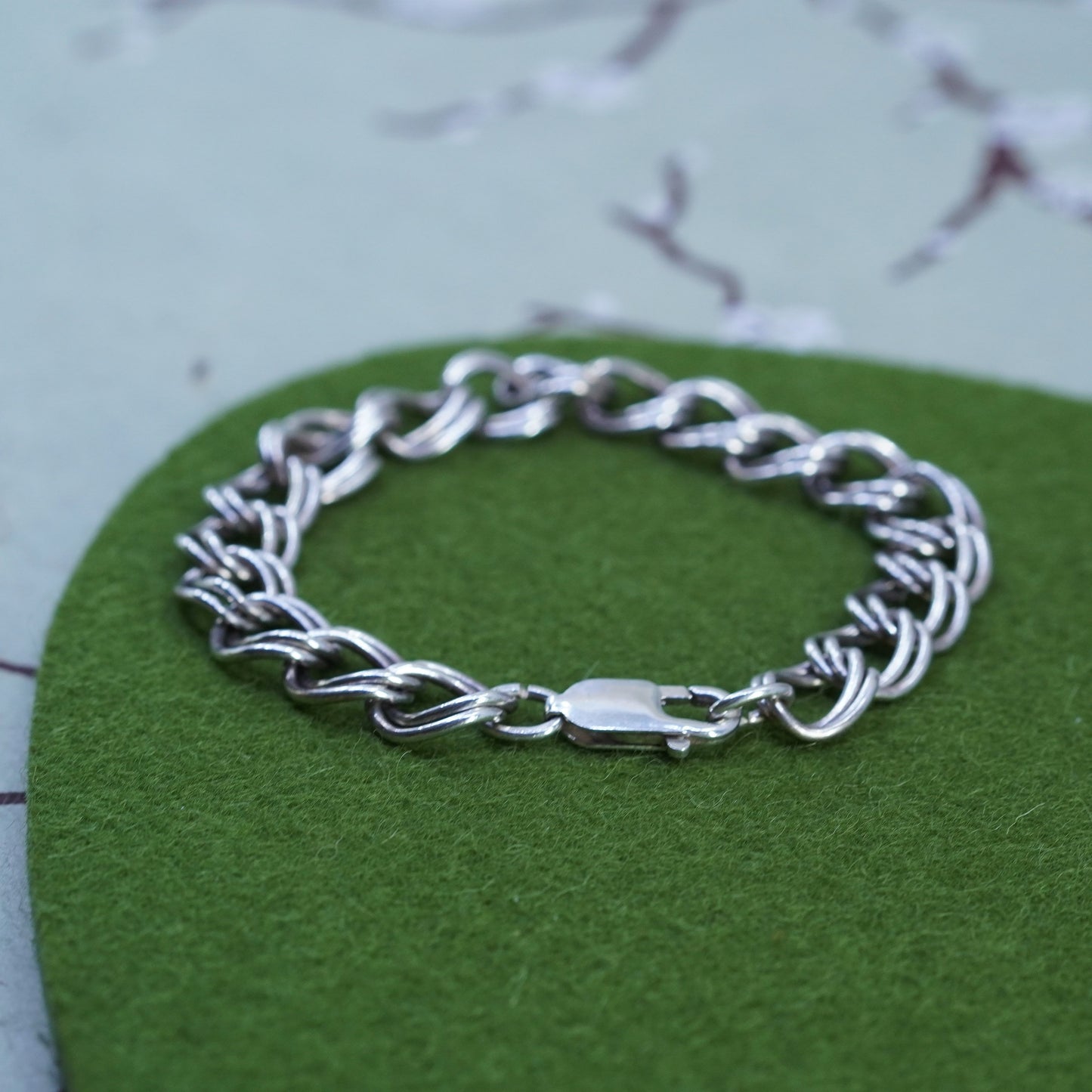 7” 10mm, Vintage Prochain sterling silver bracelet, 925 double curb chain