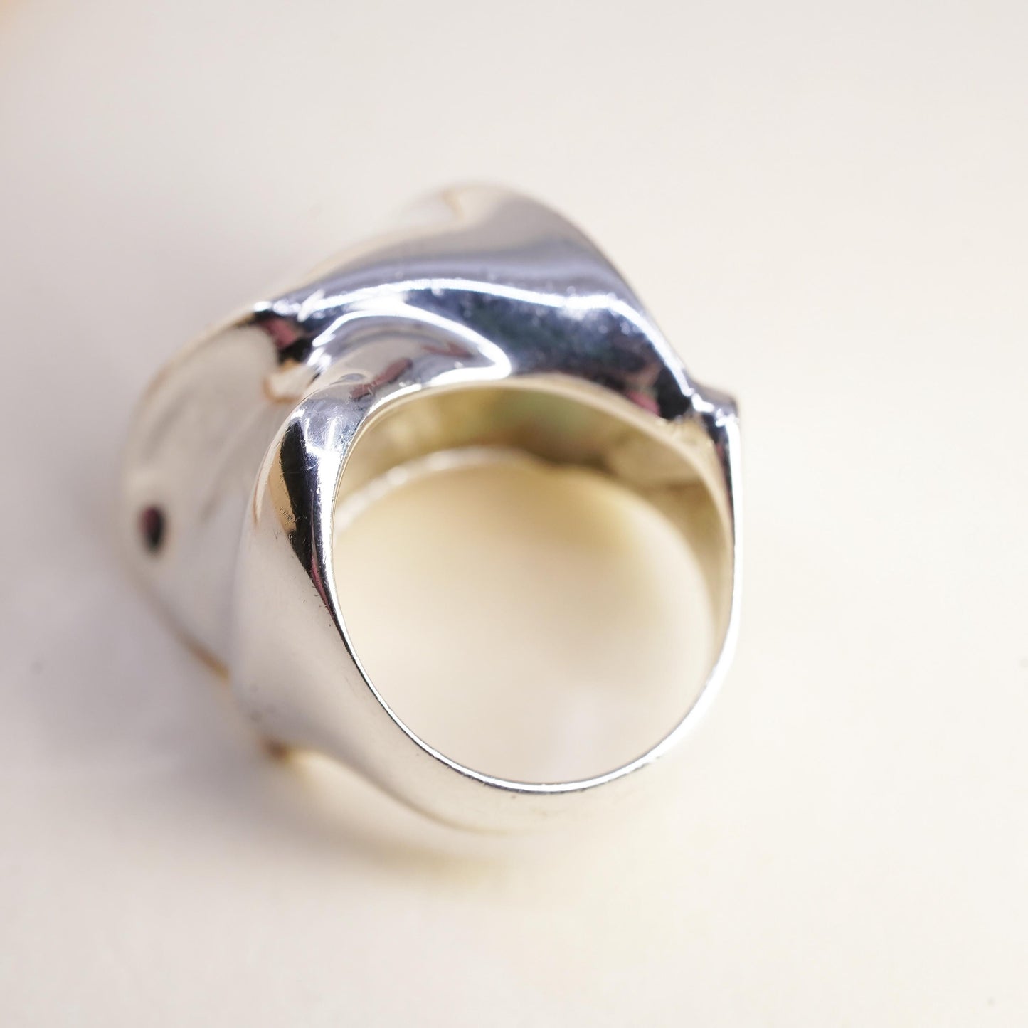 Size 6.25, Designer DTR sterling silver ring, 925 ribbed wavy wide band heart