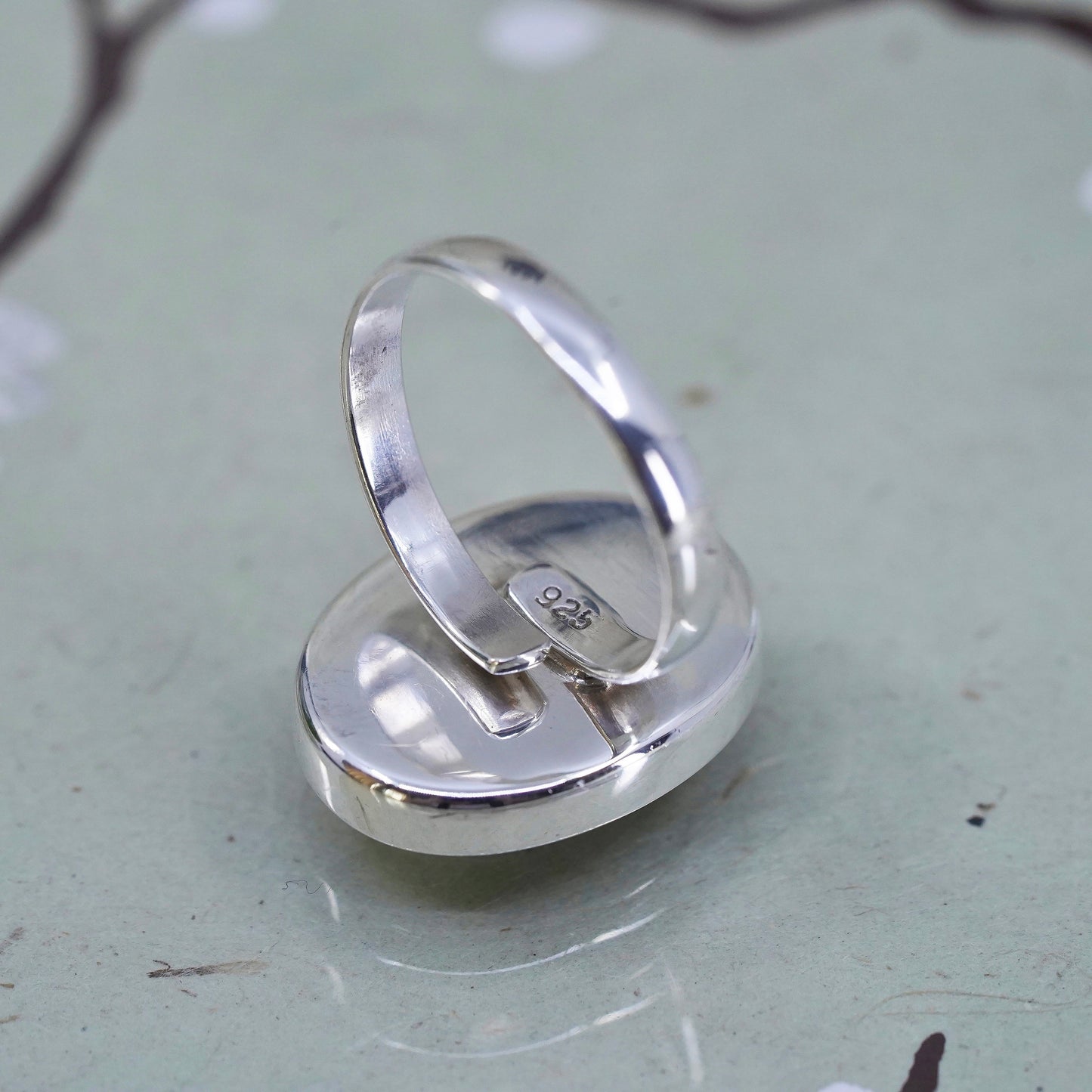 Size 7, Vintage sterling silver ring, handmade 925 band shiva eye snail shell