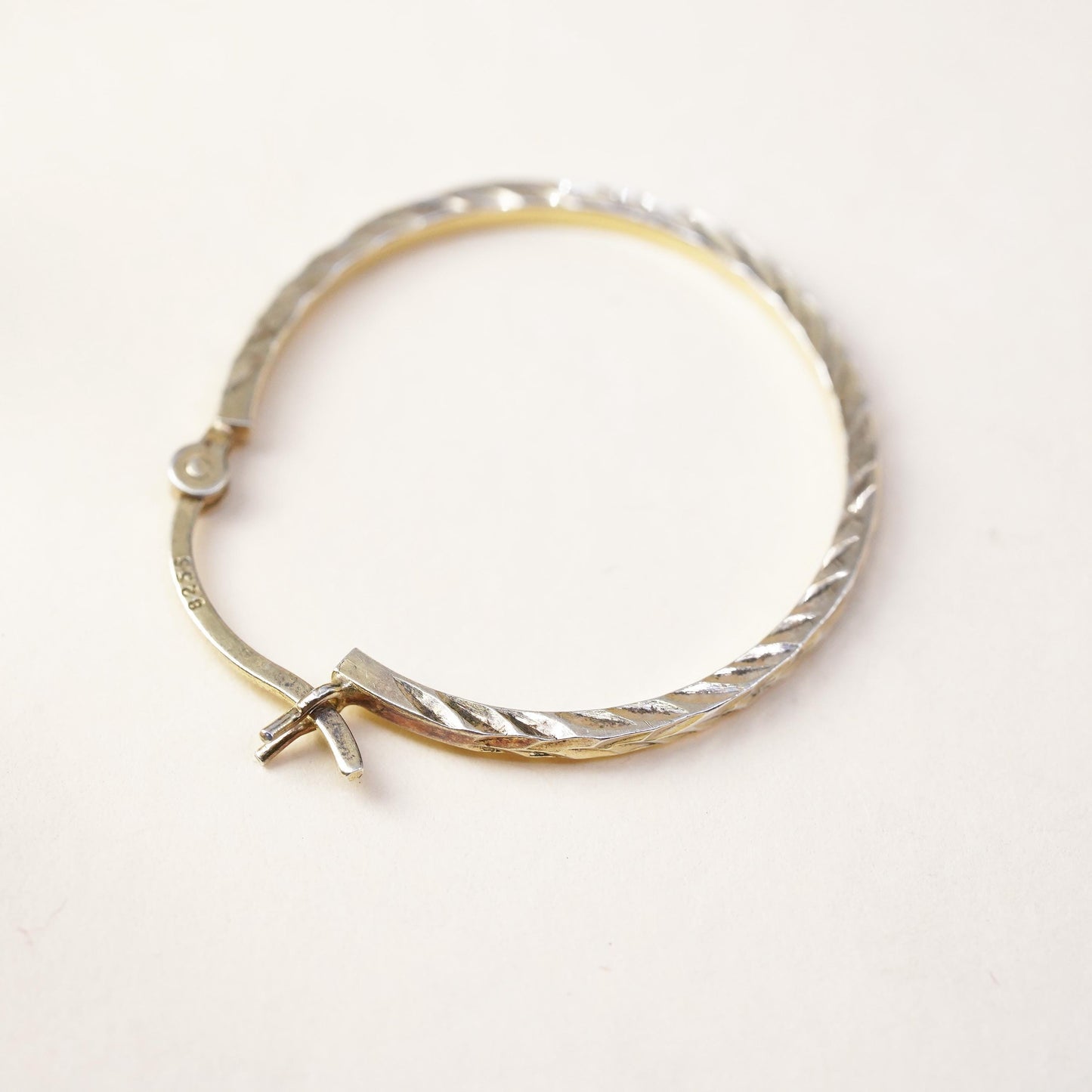 0.75", Vintage vermeil yellow gold over sterling silver single earring, hoop