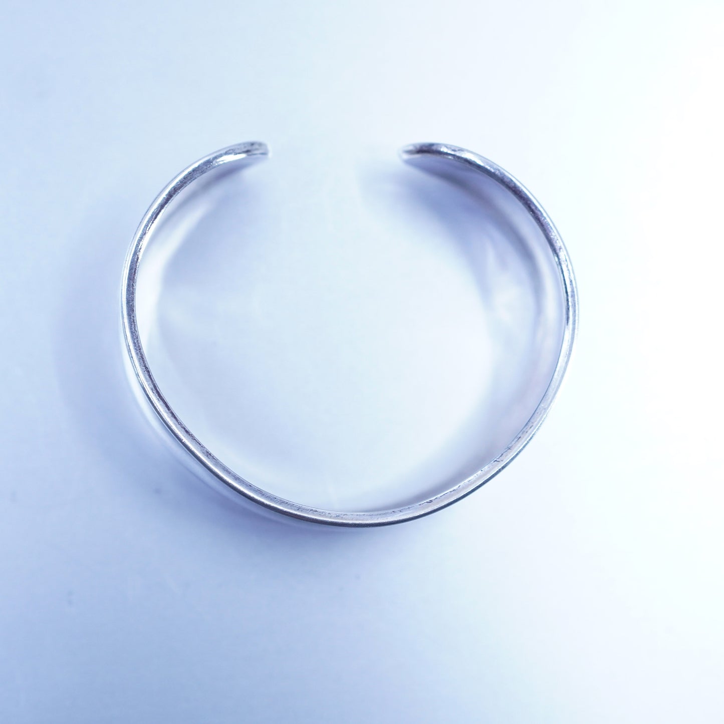 6.25”, Vintage Mexican Sterling 925 silver handmade bracelet, wide ribbed cuff