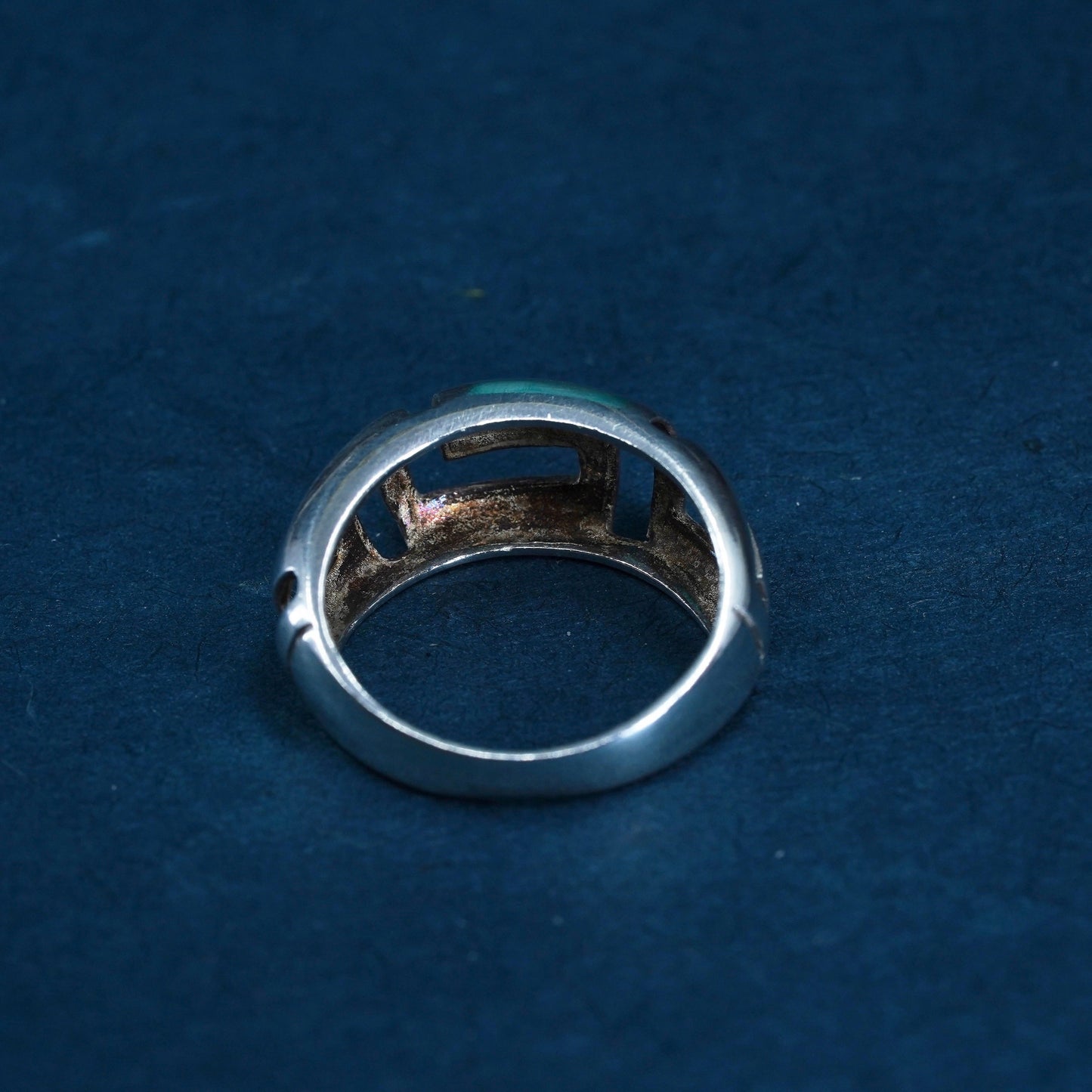 Size 7, vintage Sterling silver handmade ring, 925 silver band with Greek key