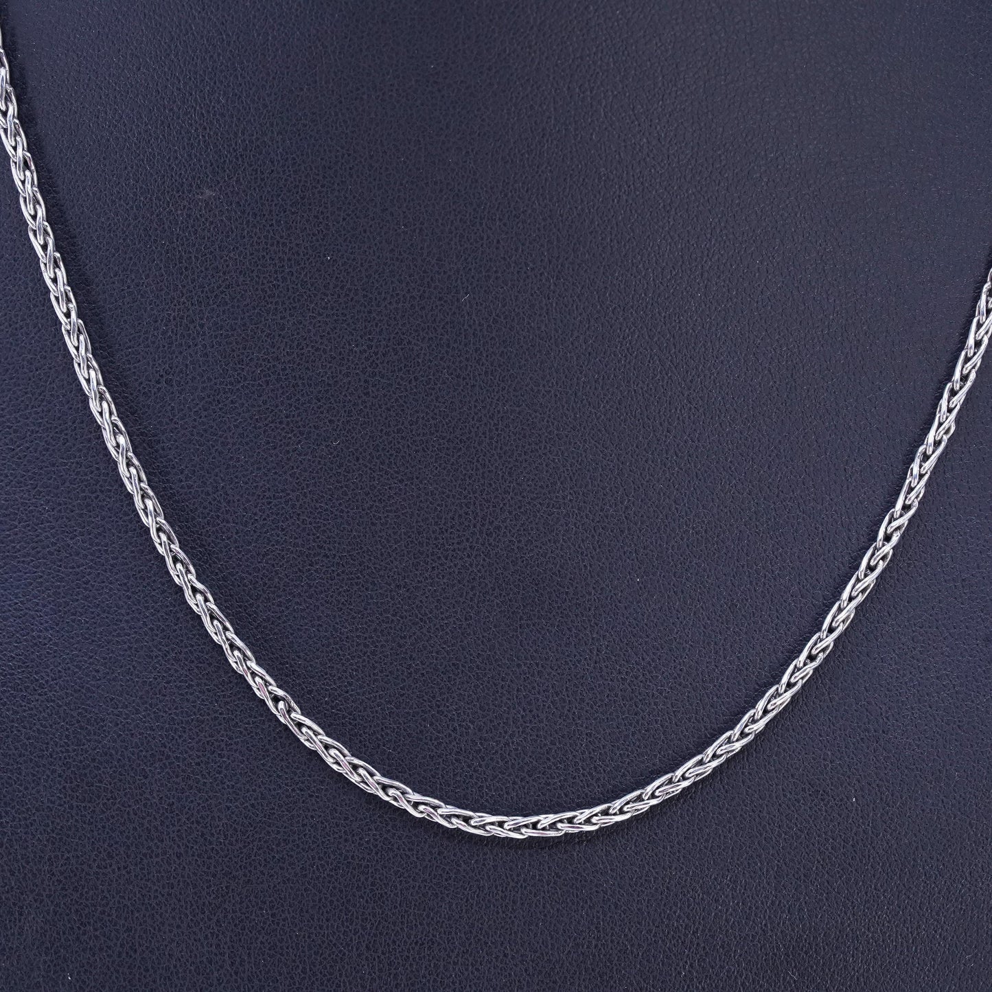 18" 3mm, vintage BA Suarti Sterling 925 silver handmade wheat chain necklace