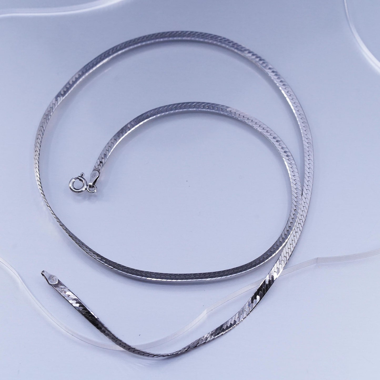 20” 3mm, vintage Italian Sterling 925 silver herringbone chain necklace