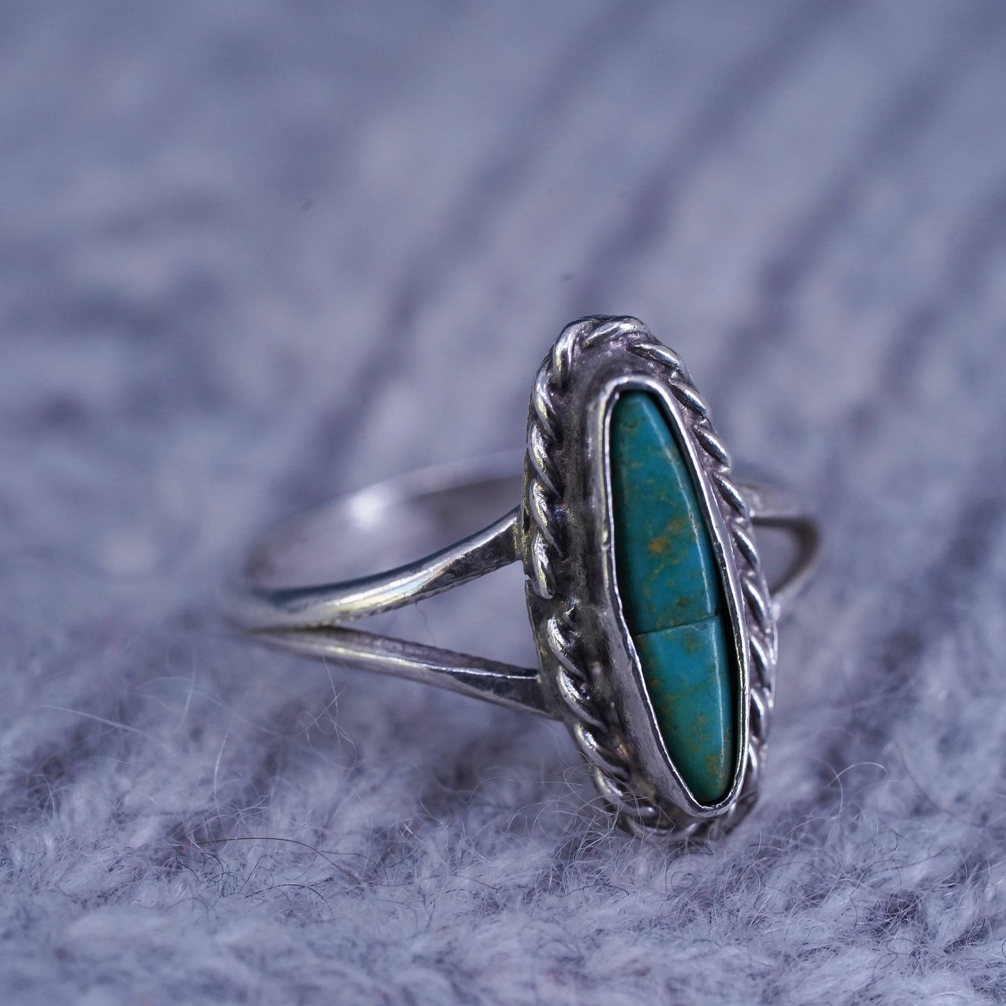 Size 5.5, Sterling silver ring with turquoise, Native American, southwestern