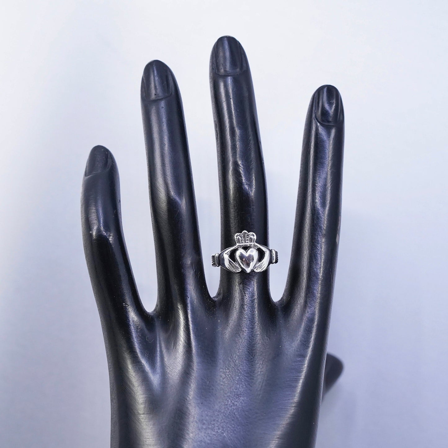 Size 6.25, Irish Claddagh friendship Sterling 925 silver ring, heart band