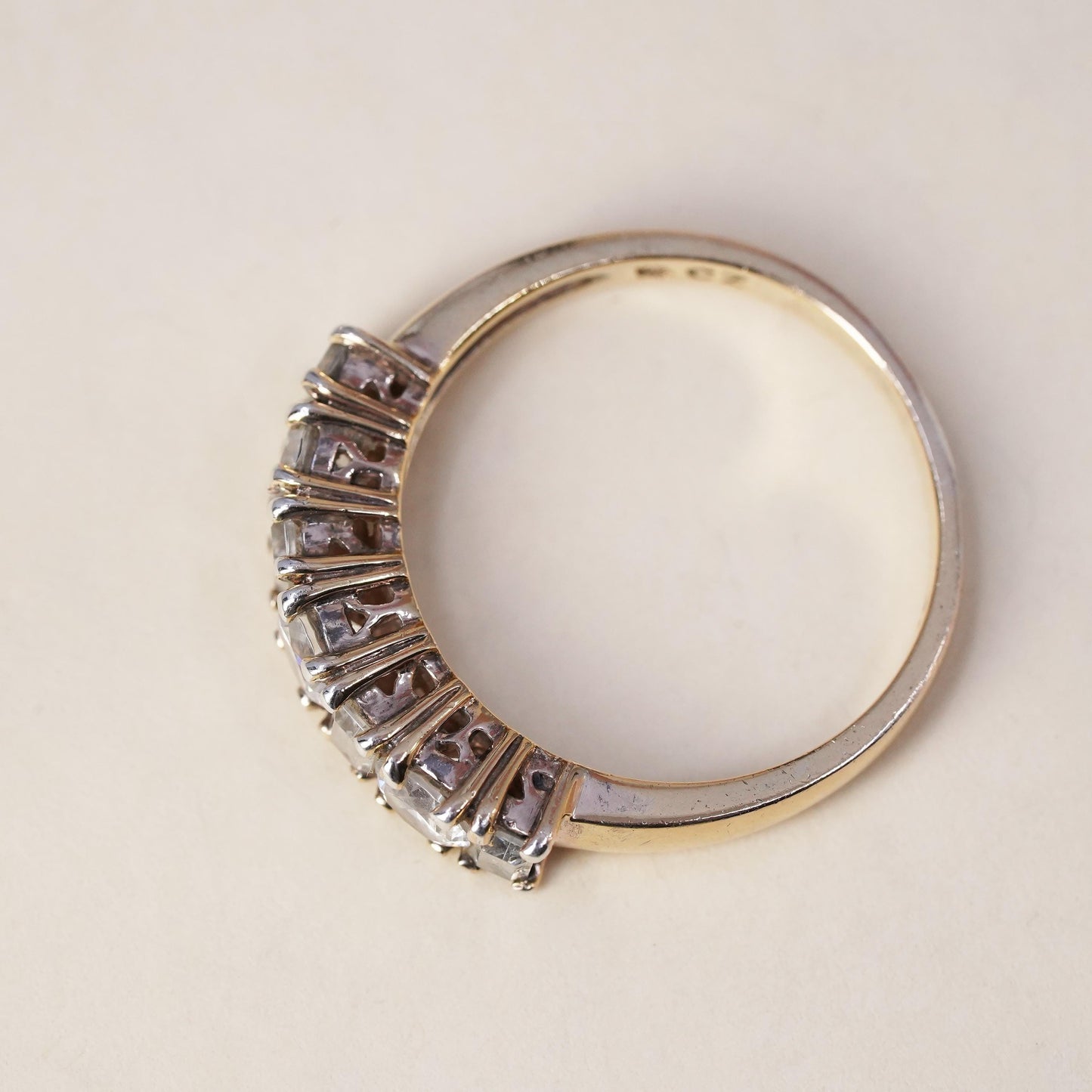 Size 7, vermeil rose gold over Sterling silver ring, 925 band with cluster Cz