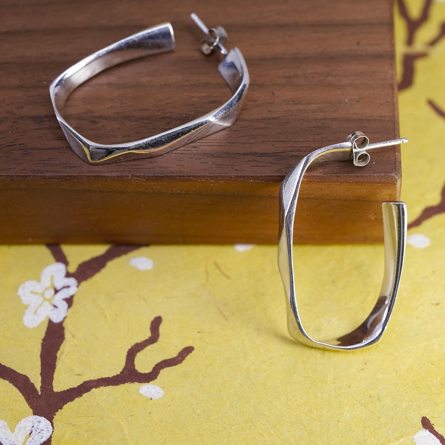 Vintage Sterling silver handmade earrings, 925 huggie, hoops studs