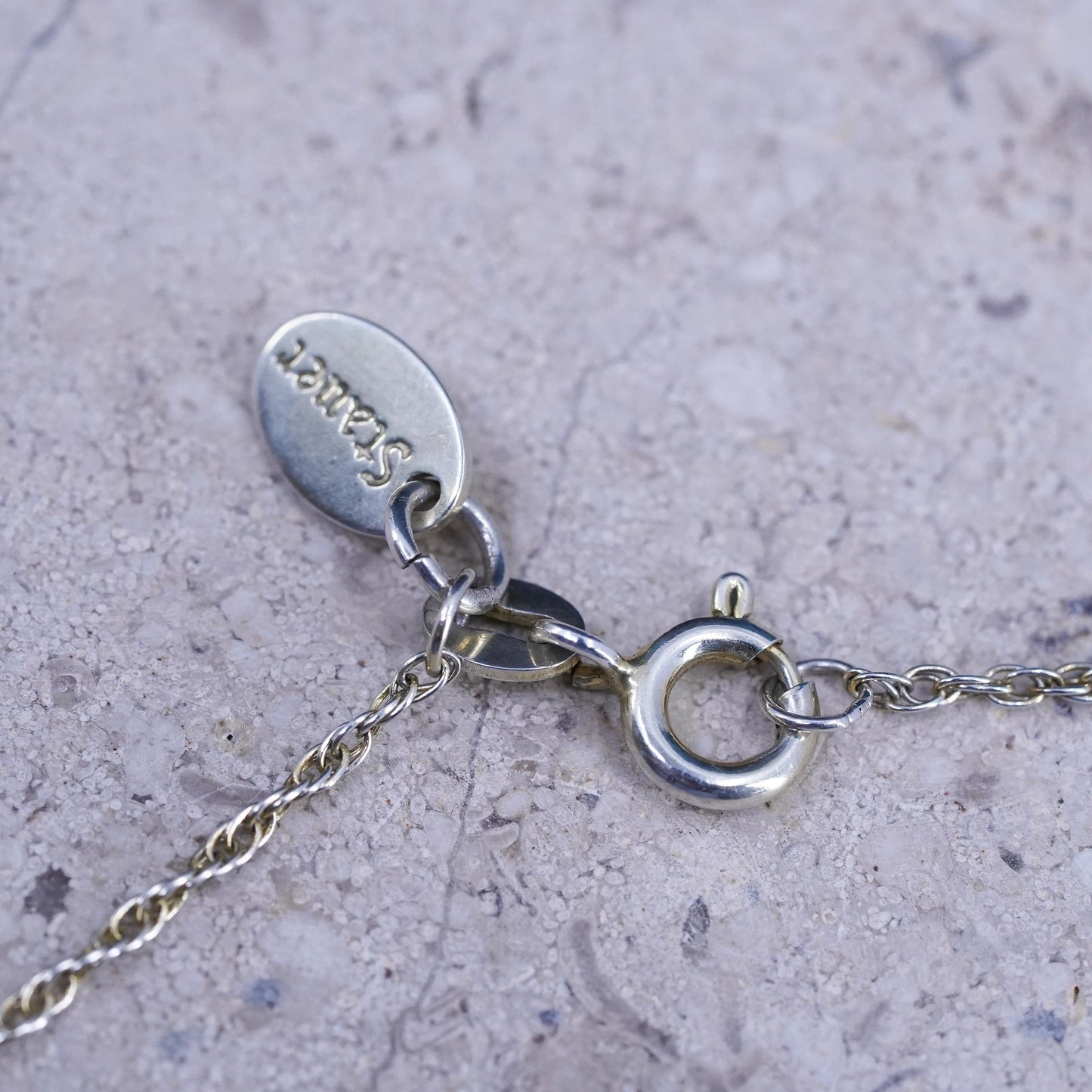 18" 1.6mm, vintage Stauer Sterling silver necklace, 925 Singapore rope chain