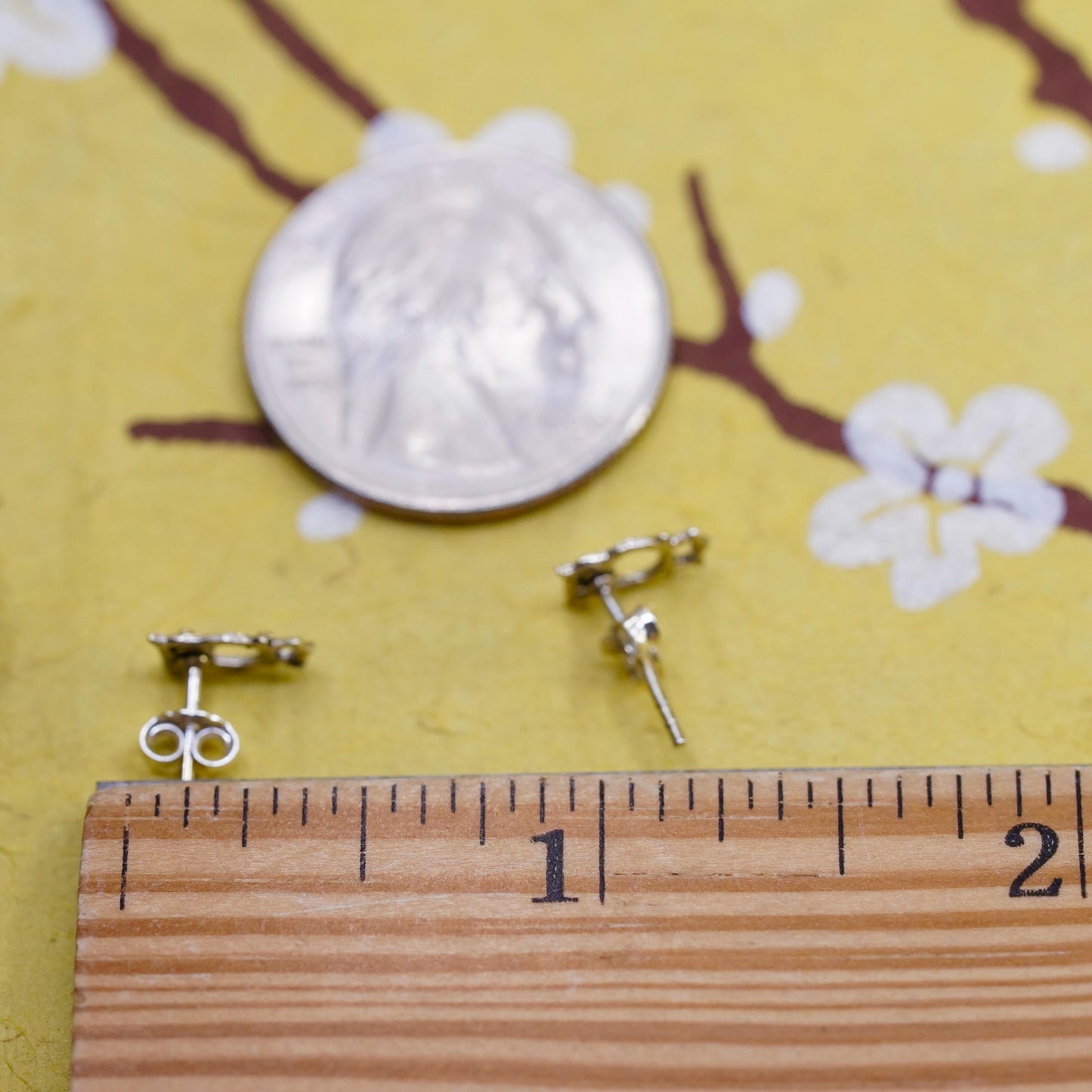 Vintage Sterling silver handmade earrings, 925 owl studs