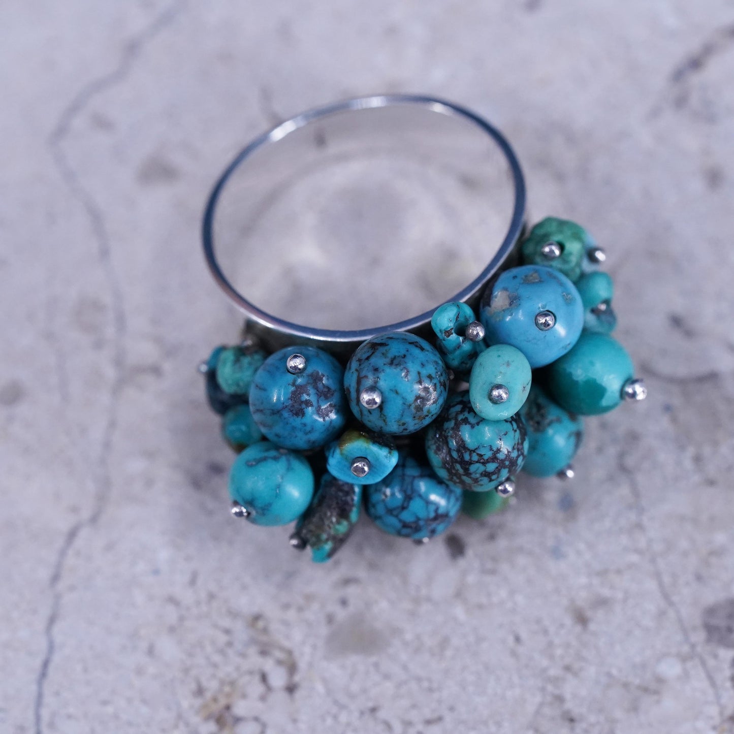 Size 7.25, Sterling 925 silver ring, Native American, southwestern turquoise