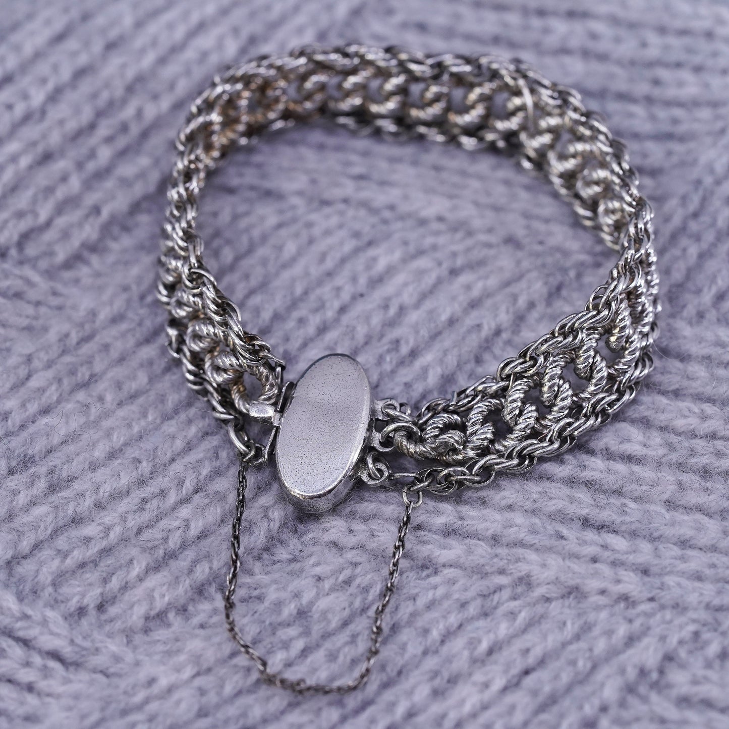 6.75" jewelry, sterling silver handmade multi-strands bracelet, 925 rope chain