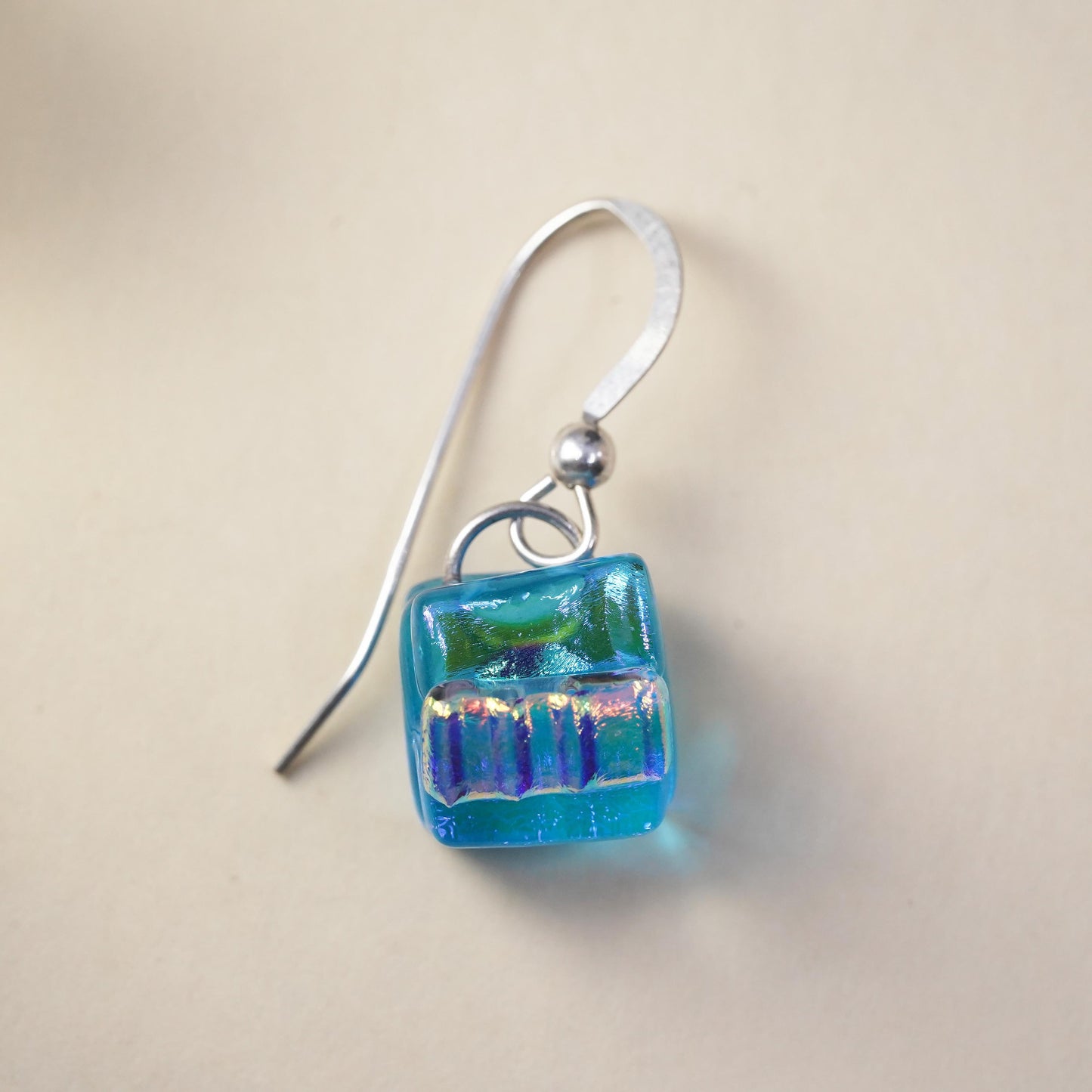 Vintage sterling 925 silver handmade single earring with blue glass bead