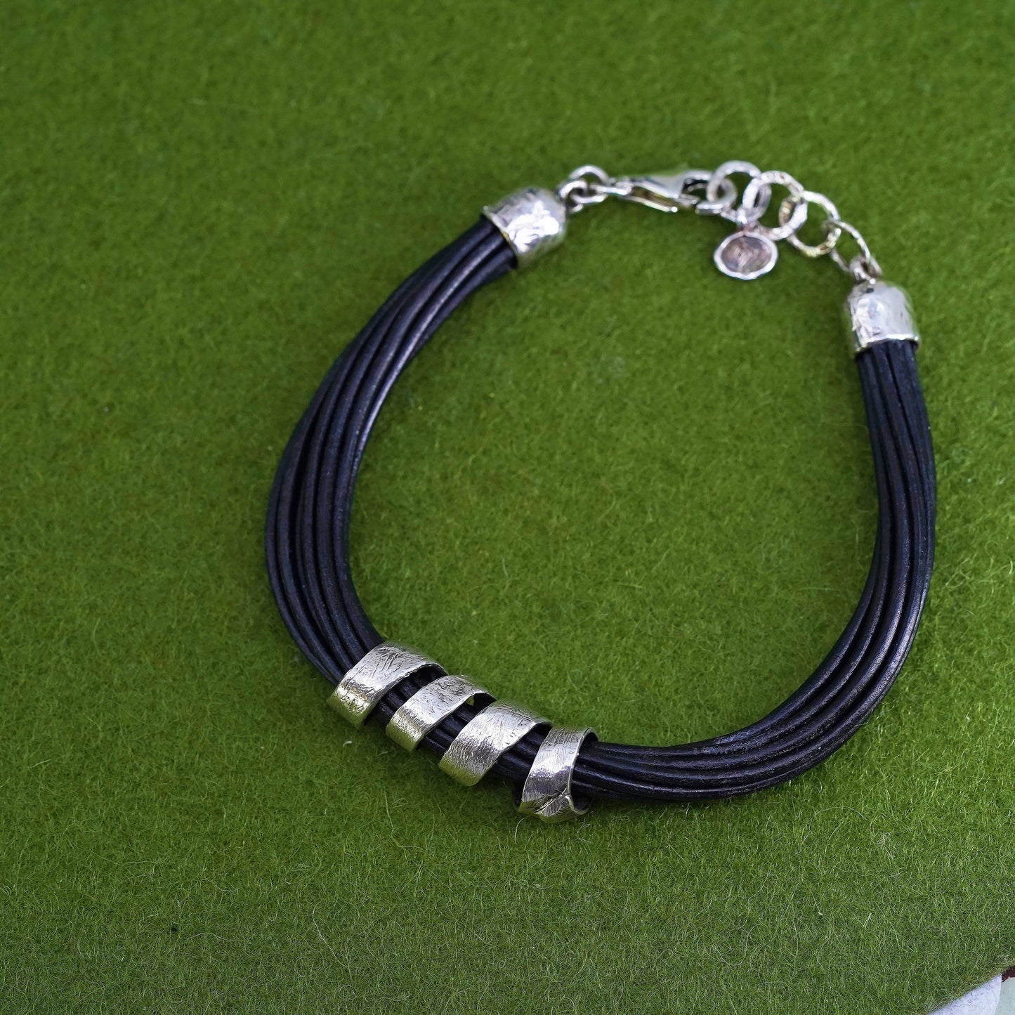 7.25", Silpada Sterling 925 Silver Leather City Sticker Bracelet B3207