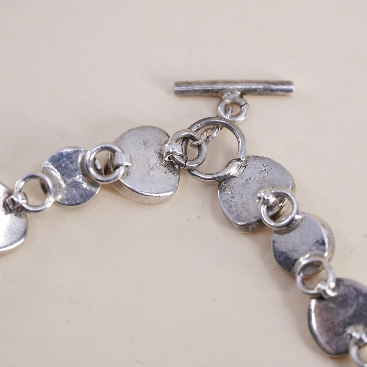 6.75”, southwestern Sterling 925 silver bracelet w/ turquoise beads and spiral