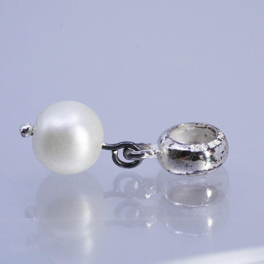 Vintage IBB sterling 925 silver handmade charm pendant with pearl