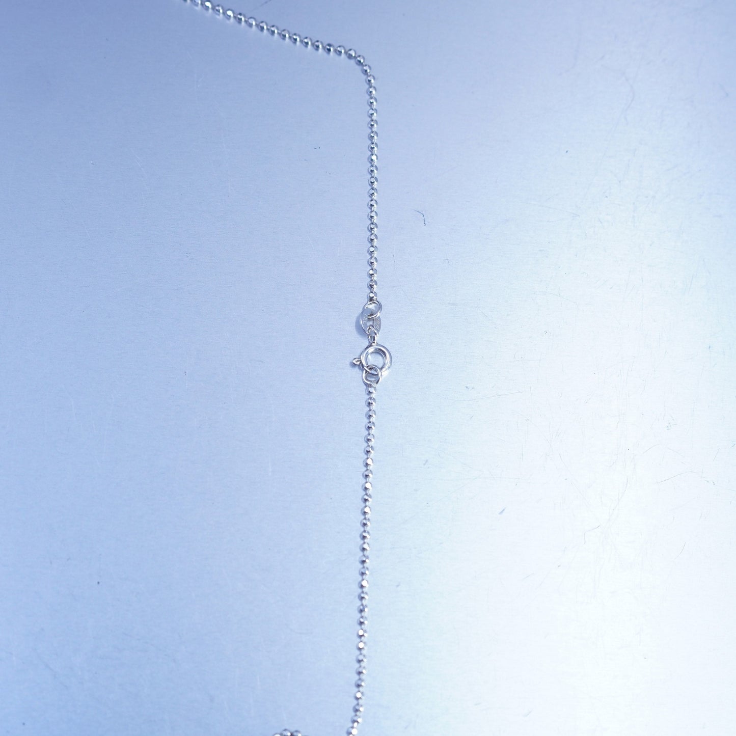 16” 1mm, vintage Italy Sterling 925 silver bead chain necklace