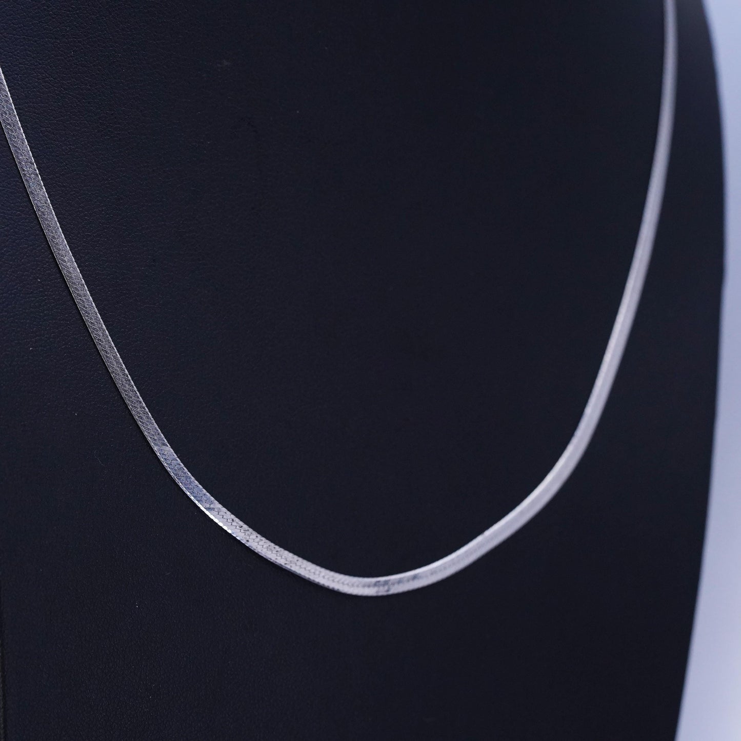 20” 3mm, vintage Italian Sterling 925 silver herringbone chain necklace