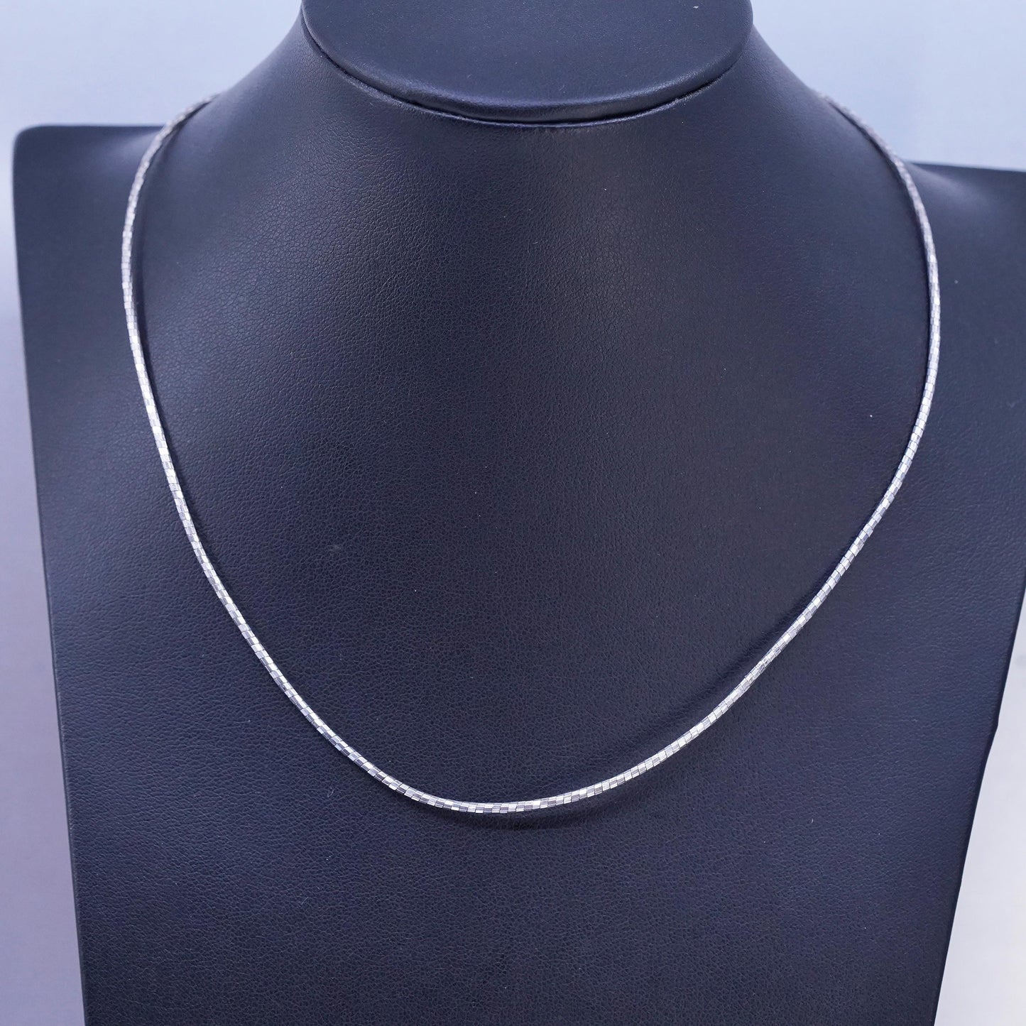 17" 2mm, vintage Milor Italy Sterling 925 silver twisted snake chain necklace